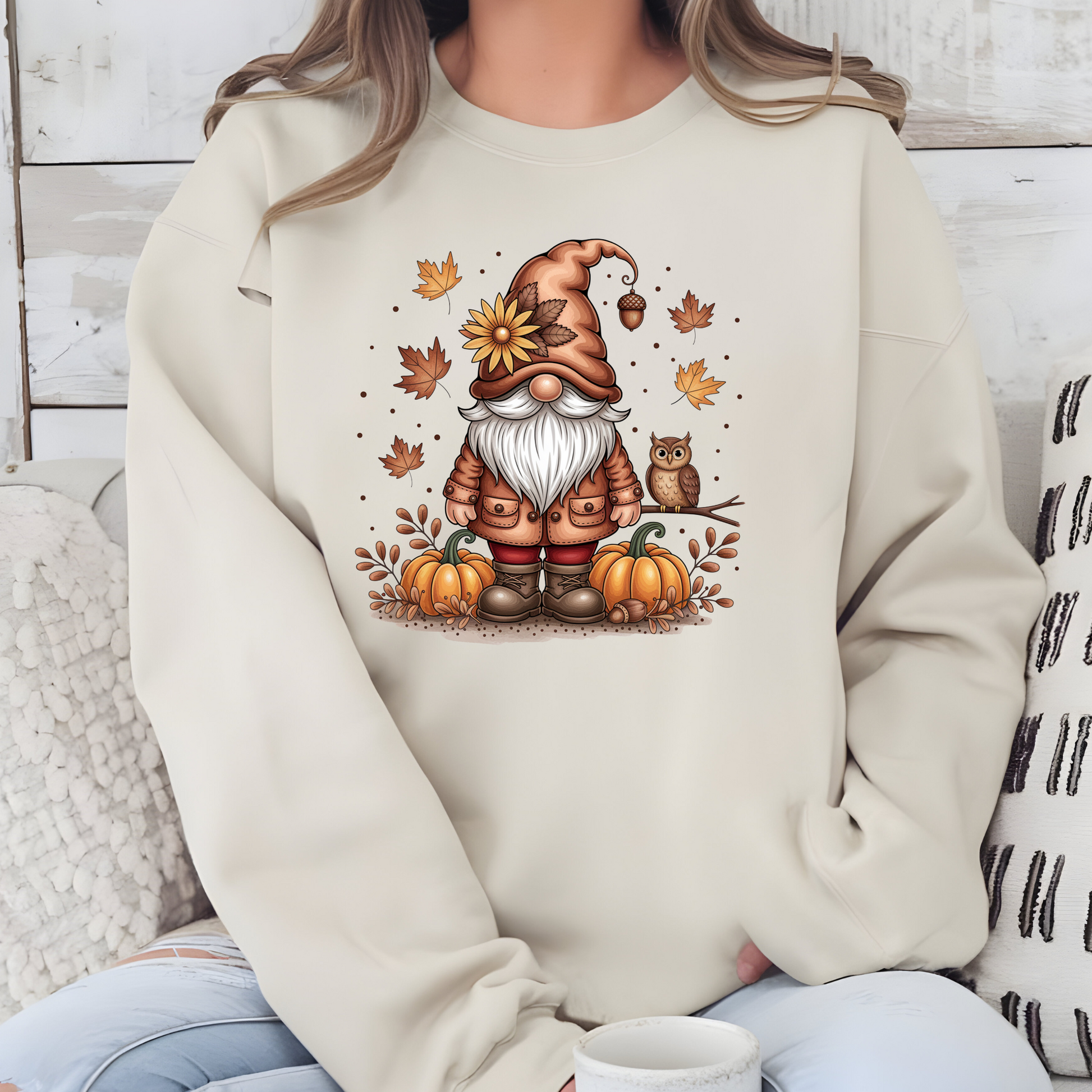 Wholesale Trendy Fall Gnome Sweatshirt - Sand Sweatshirt