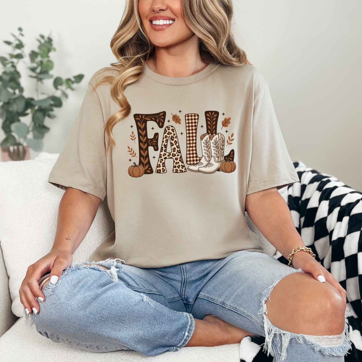 Wholesale Cowboy Fall Graphic Tee - Tan Tee