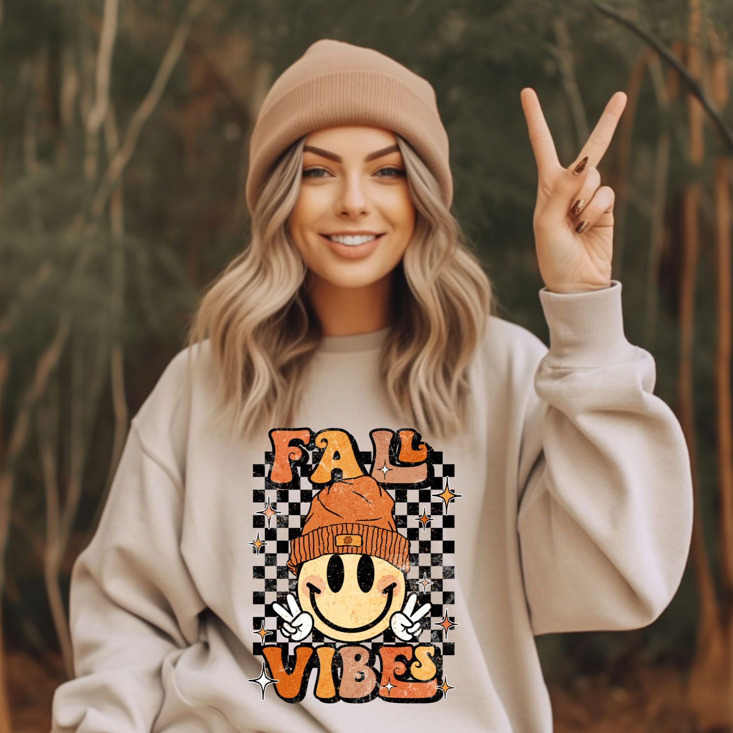Wholesale Smiley Fall Vibes Graphic Tee - Ash Grey Tee