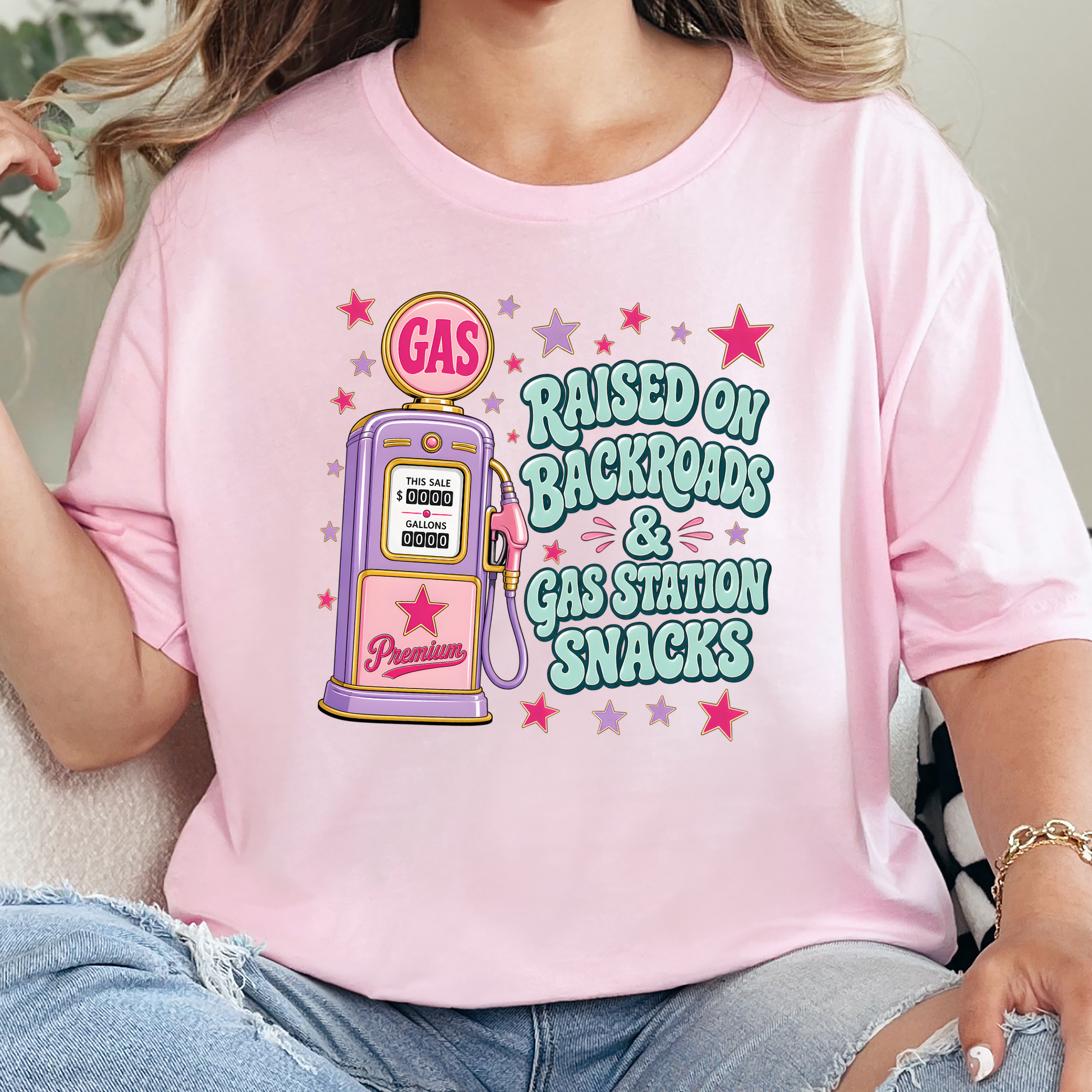 Wholesale Raised on Backroads Graphic Tee - Soft Pink