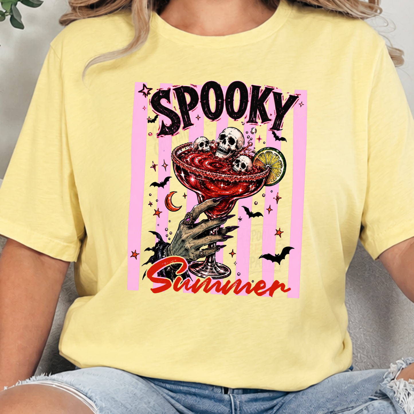 Wholesale Spooky Summer Margarita Graphic Tee - Heather French Vanilla