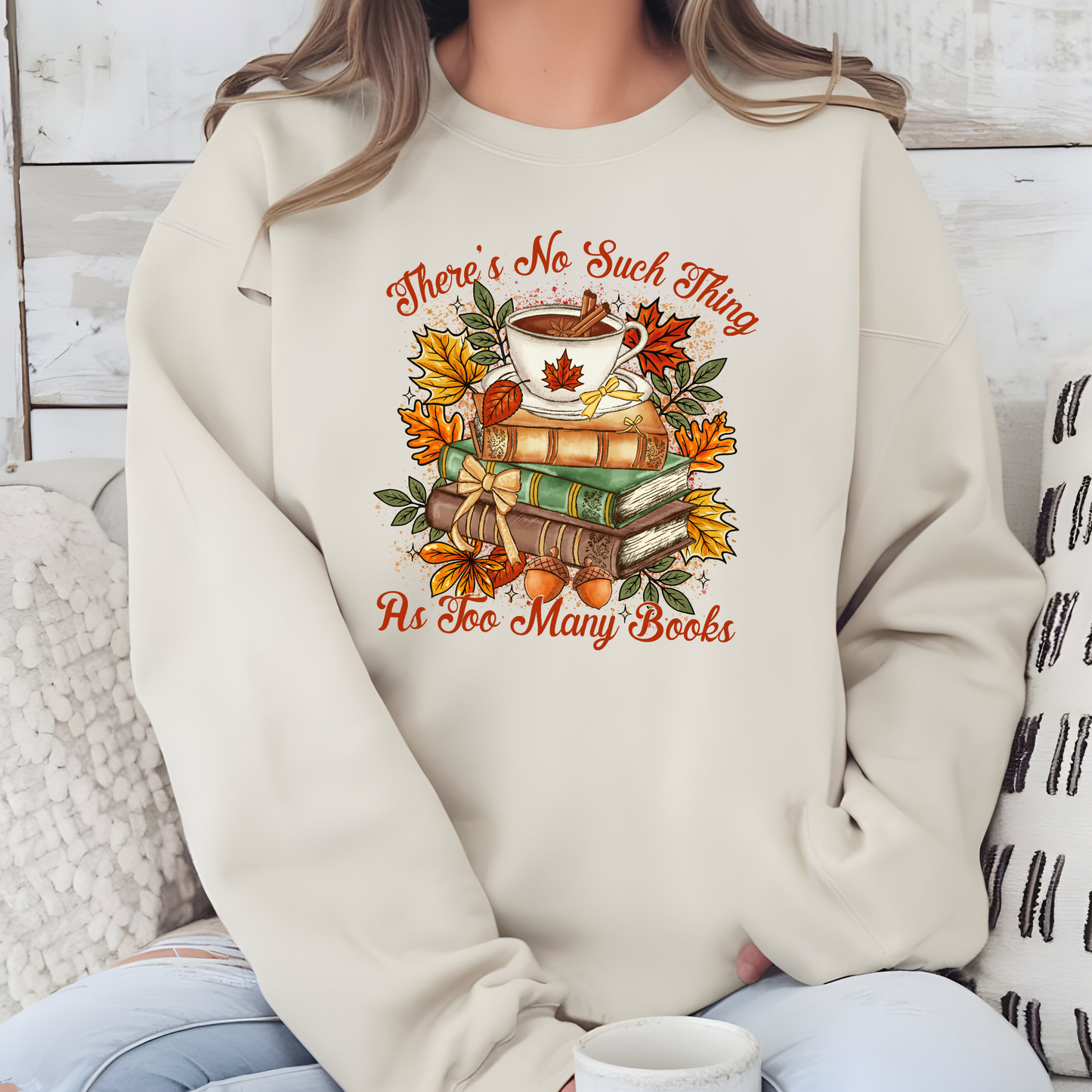 Wholesale Fall Too Many Books Sweatshirt - Sand Sweatshirt