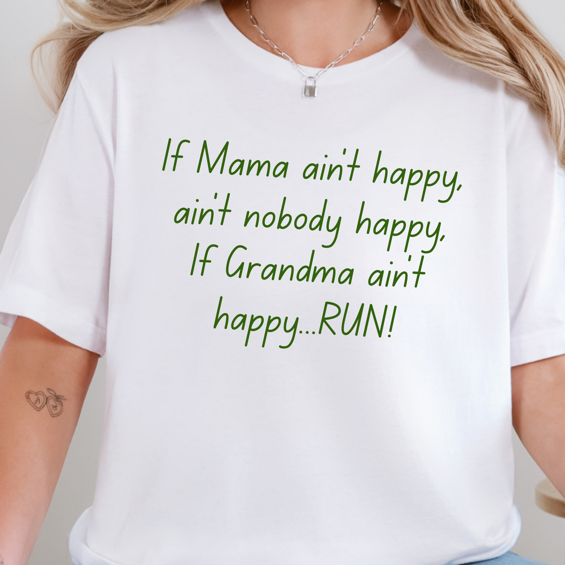 Wholesale If Grandma ain’t happy...RUN! Graphic Tee - White