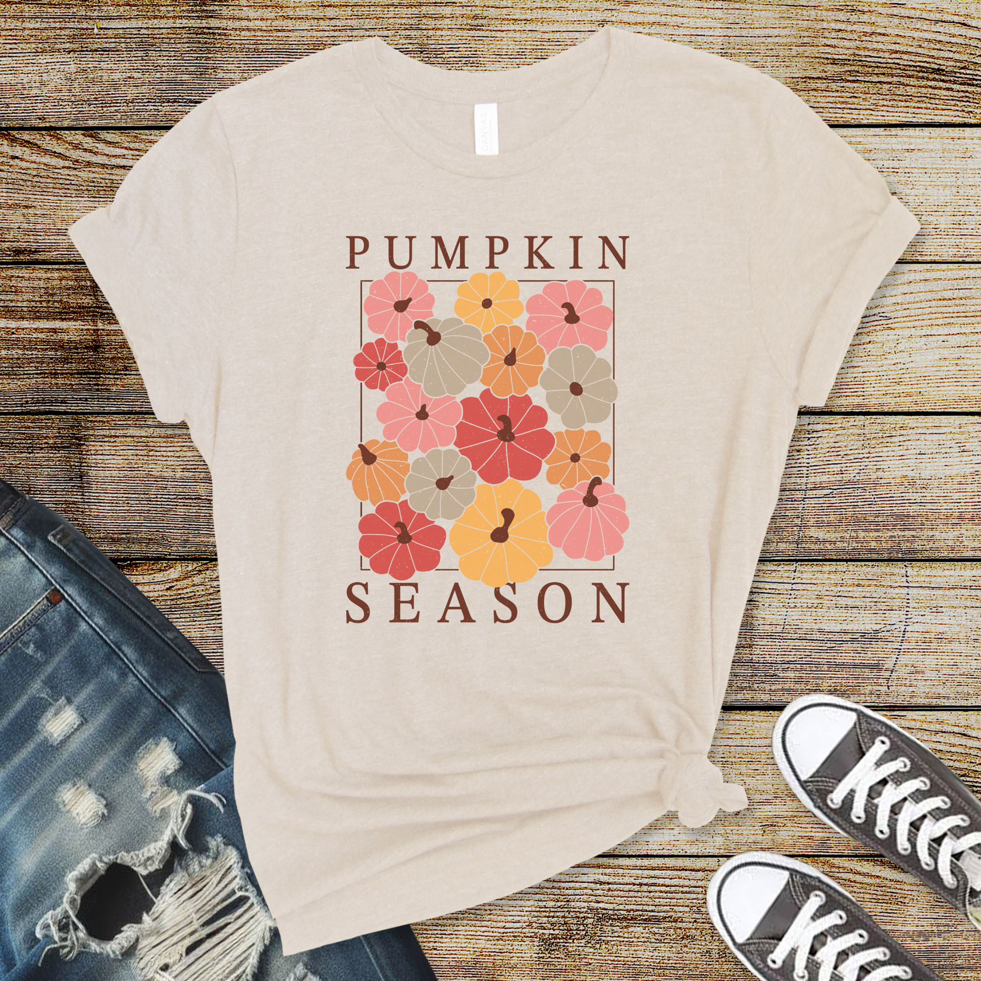 Wholesale Colorful pumpkin season Graphic Tee - Heather Dust Tee