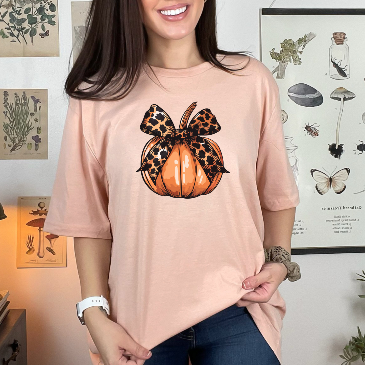 Wholesale Girly Pumpkin Graphic Tee - Black Tee