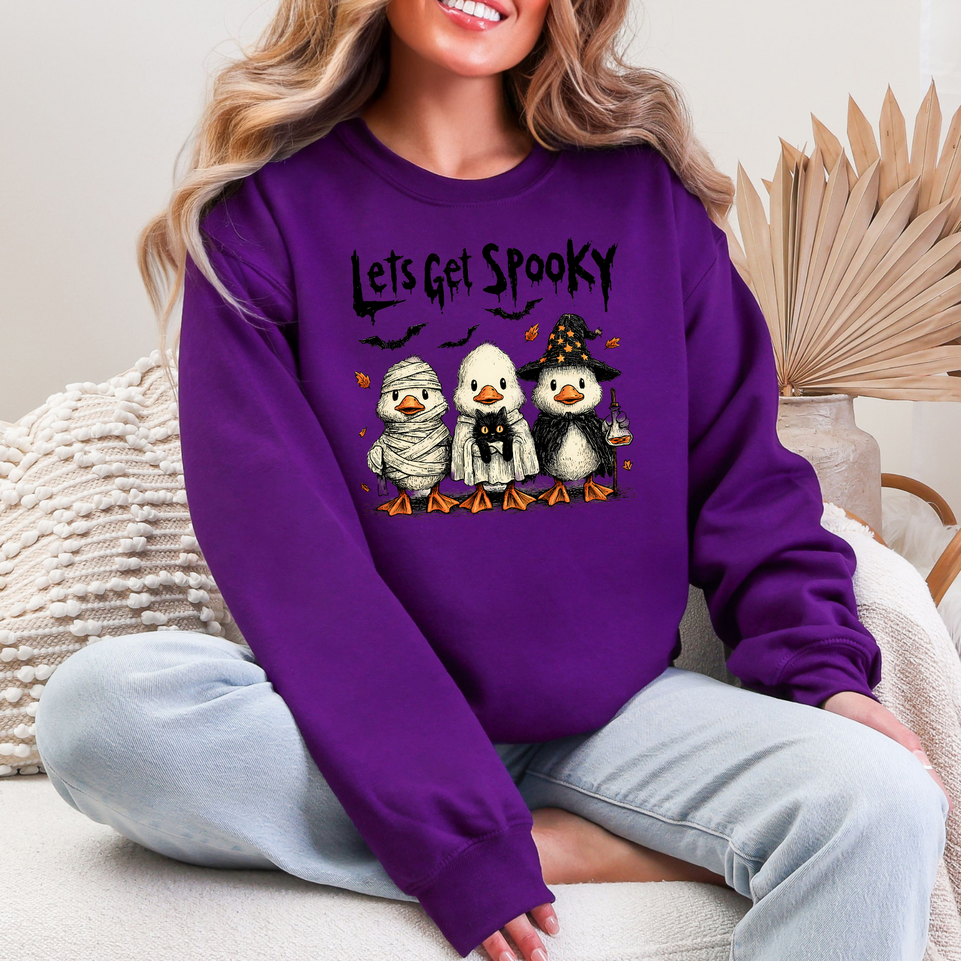 Wholesale Get Spooky Ducks Sweatshirt - Purple Sweatshirt