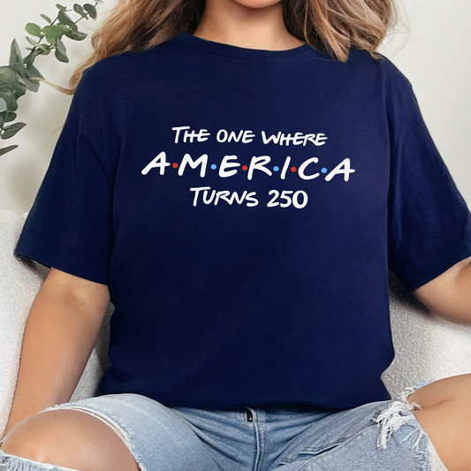 Wholesale America 250 Friends Graphic Tee - Navy
