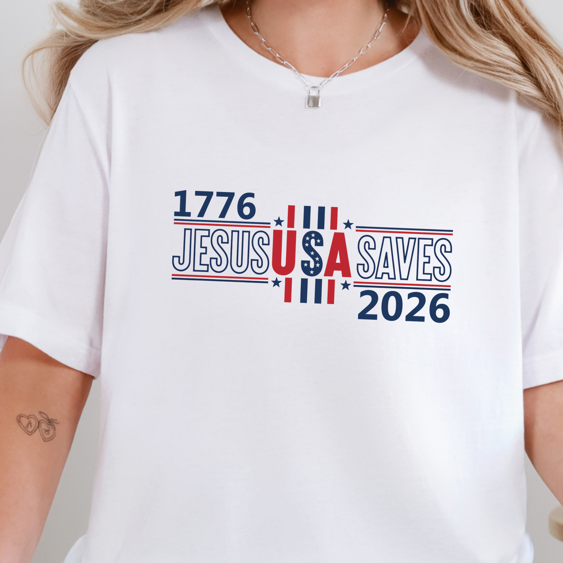 Wholesale Jesus USA Saves Graphic Tee - White