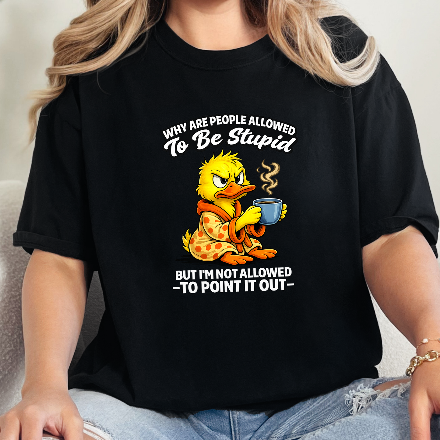 Wholesale Allowed To Be Stupid Graphic Tee - Black Tee