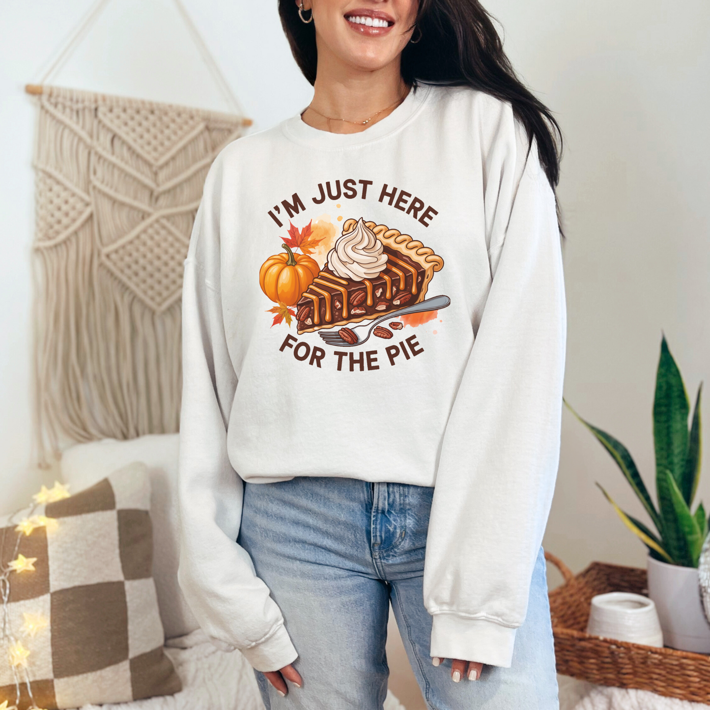 Wholesale Just Here for the Pie Sweatshirt - White Sweatshirt