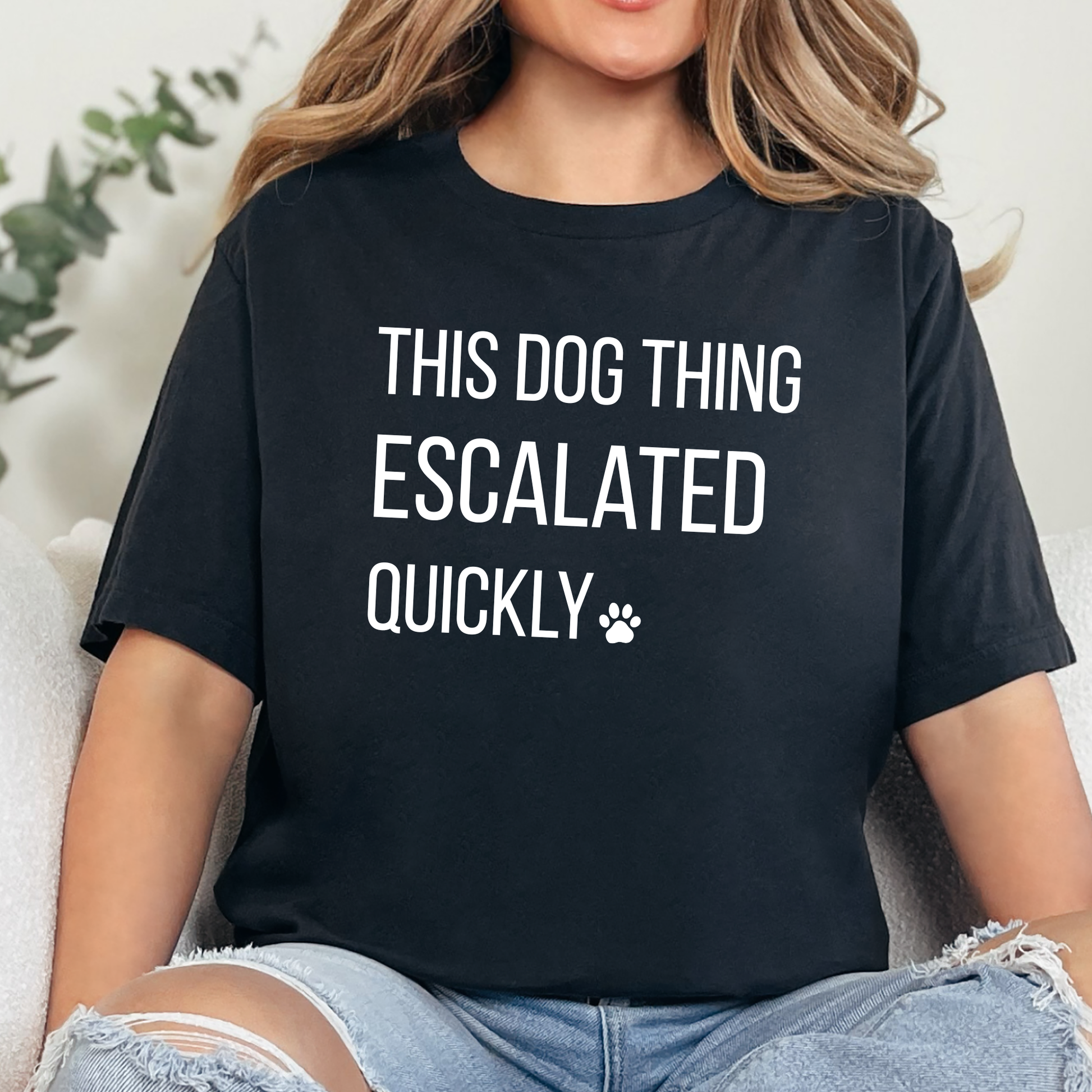 Wholesale This Dog Thing Escalated Quickly Graphic Tee - Heather Black