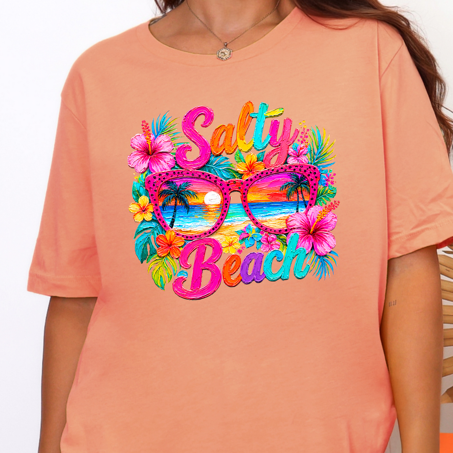Wholesale Floral Salty Beach Graphic Tee - Sunset