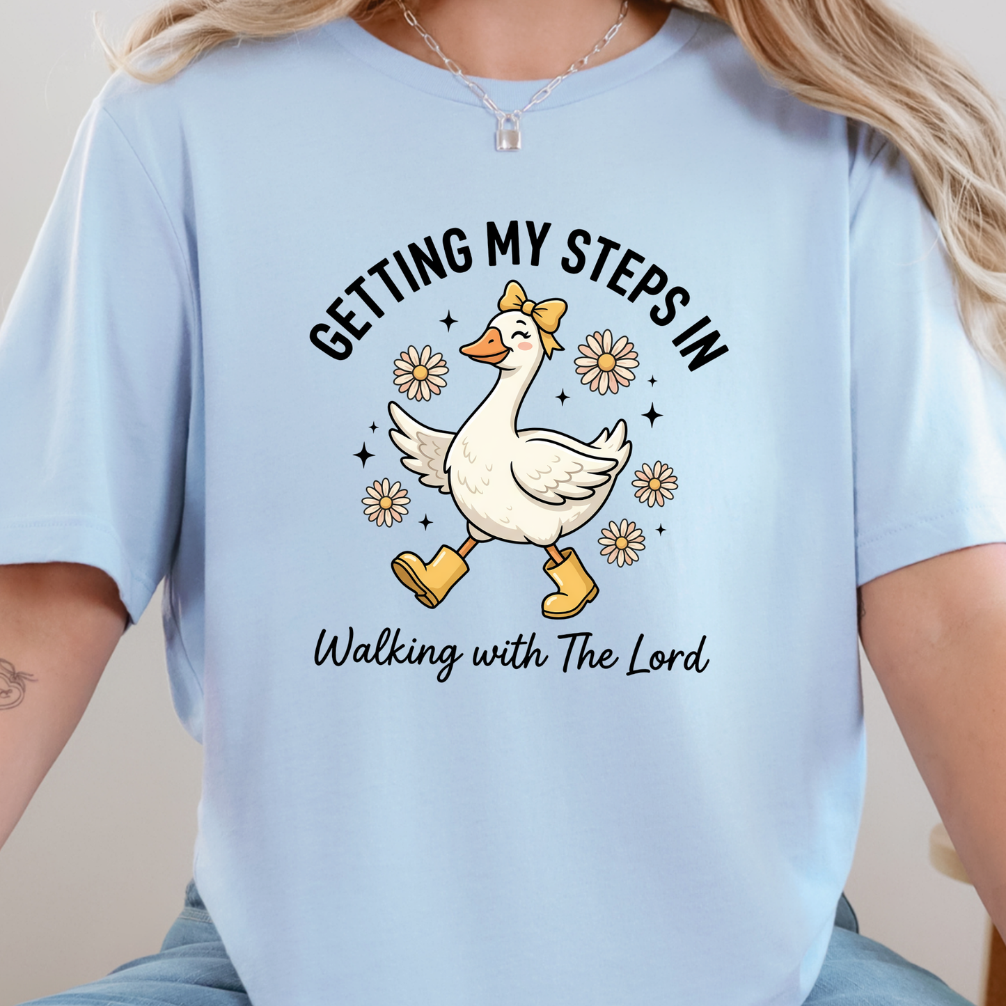 Wholesale Steps in Walking with the Lord Graphic Tee - Baby Blue