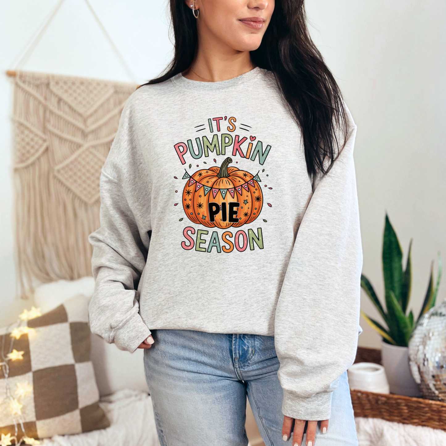 Wholesale Pumpkin Pie Season Sweatshirt - Ash Sweatshirt