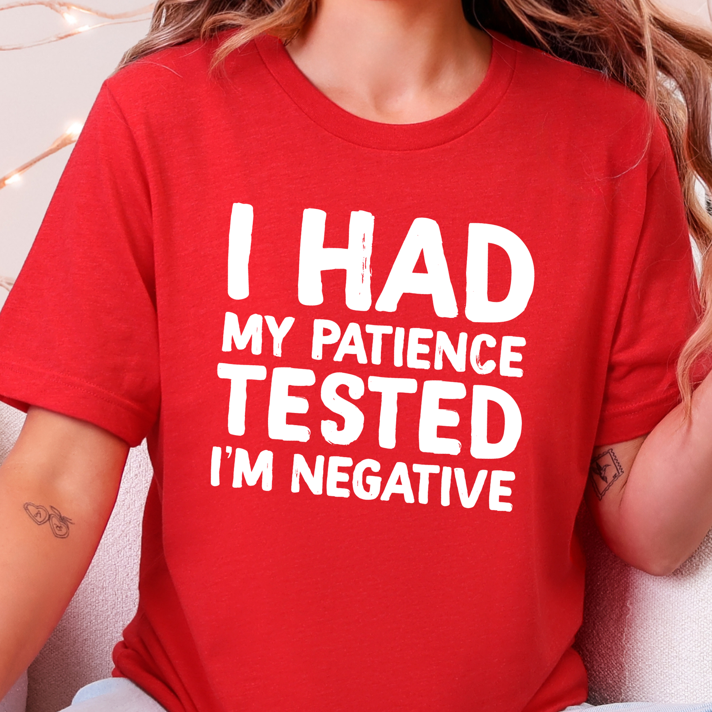Wholesale Patience is Negative Graphic Tee - Heather Red Tee
