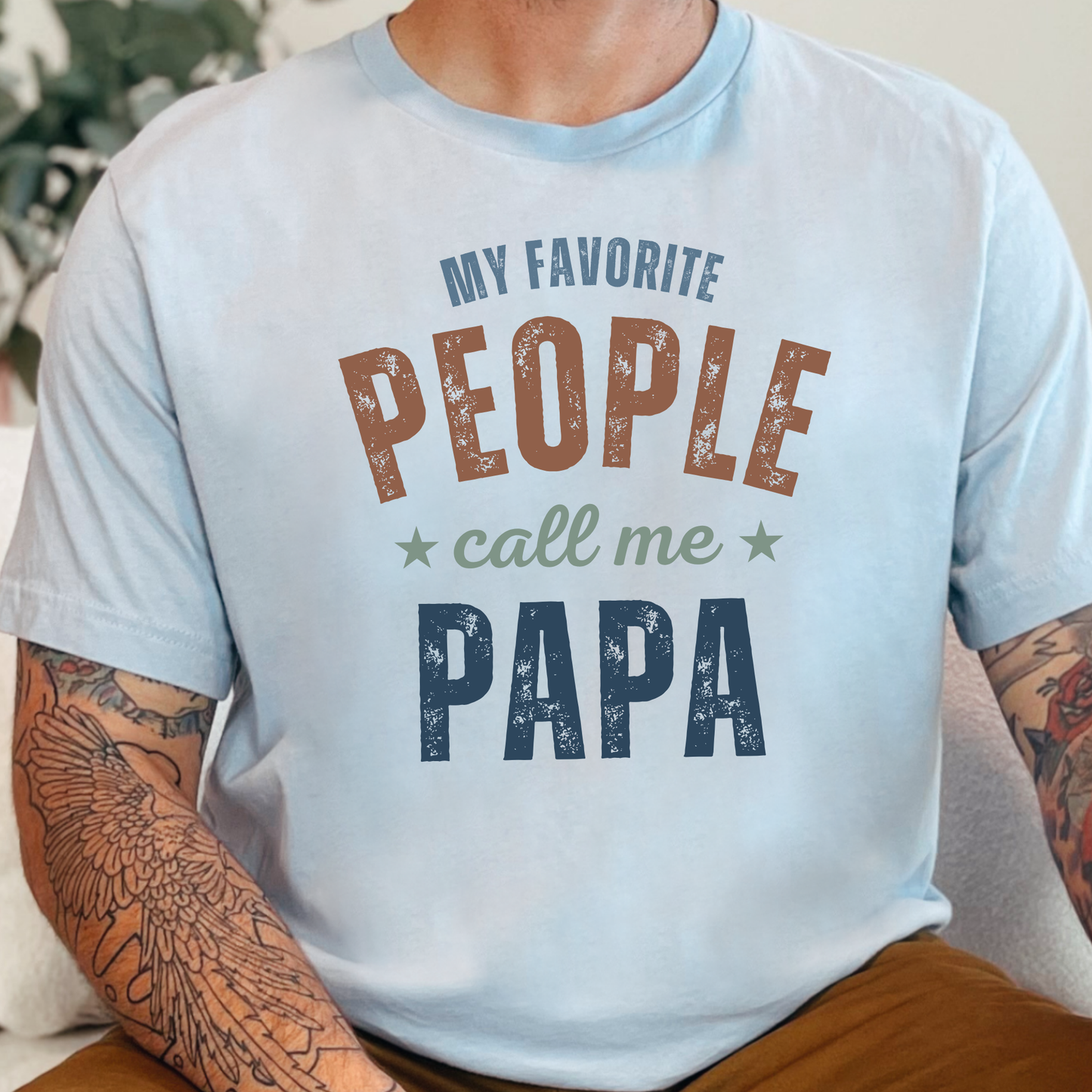 Wholesale Custom My Favorite People Graphic Tee - Light Blue Tee