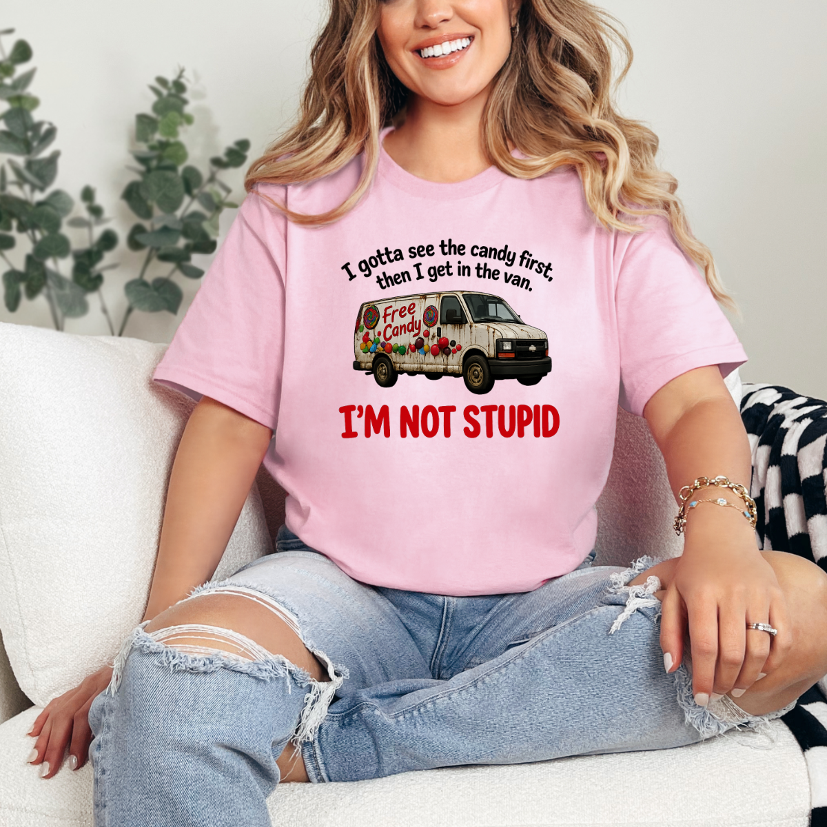 Wholesale Gotta See The Candy Graphic Tee - Pink Tee