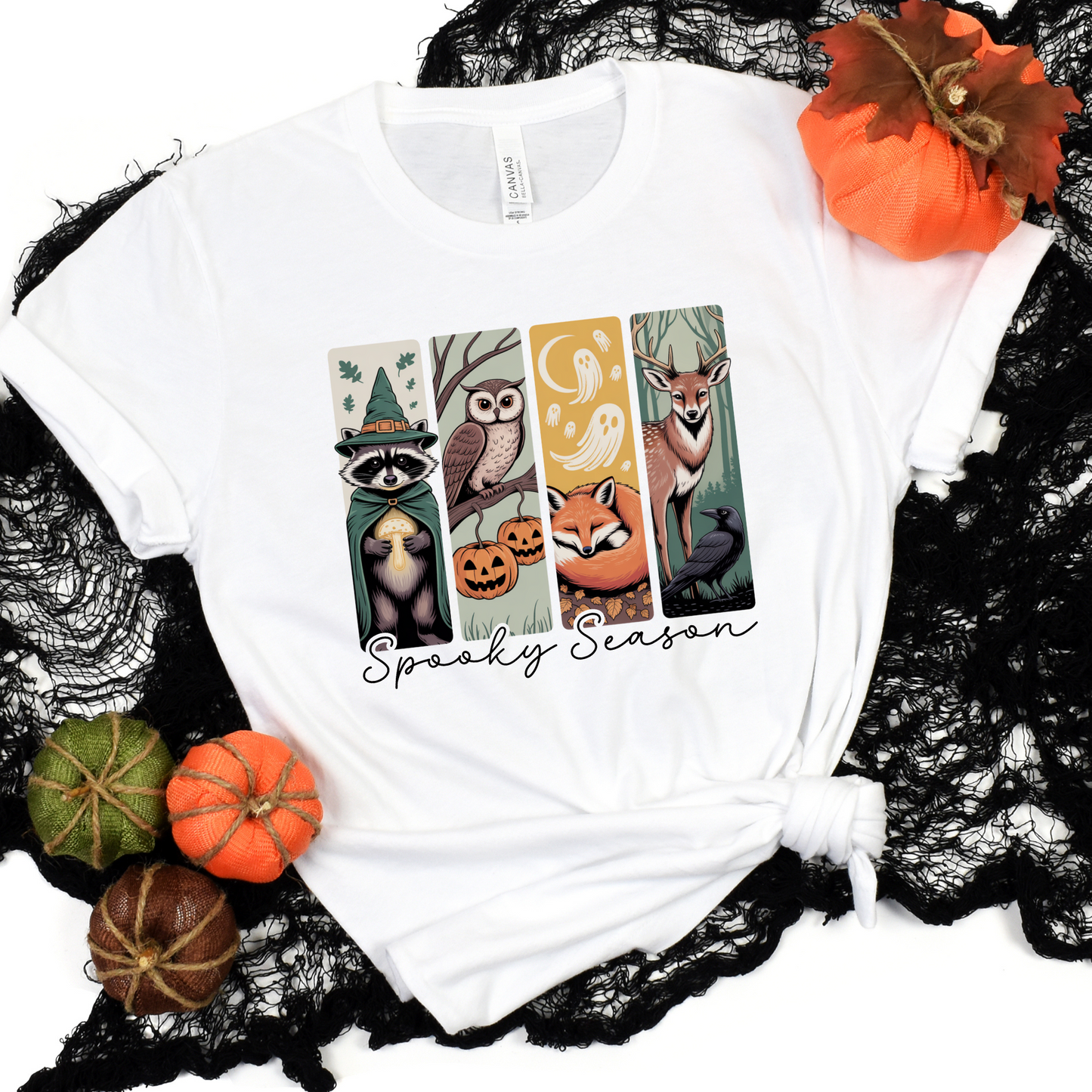 Wholesale Spooky Season Animals Graphic Tee - White Tee