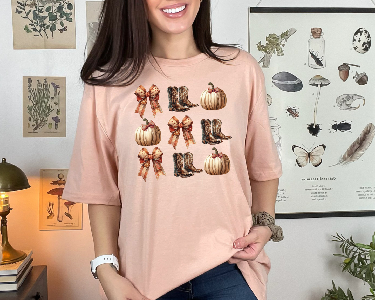 Wholesale Western Fall Graphic Tee - Peach Tee
