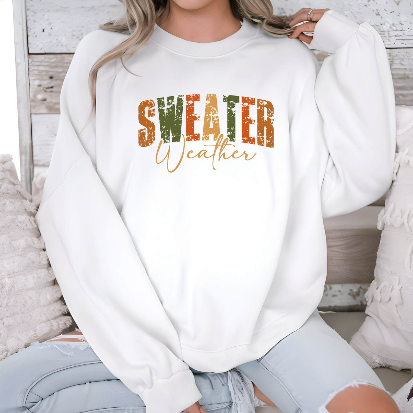 Wholesale Sweater Weather Sweatshirt - White Sweatshirt