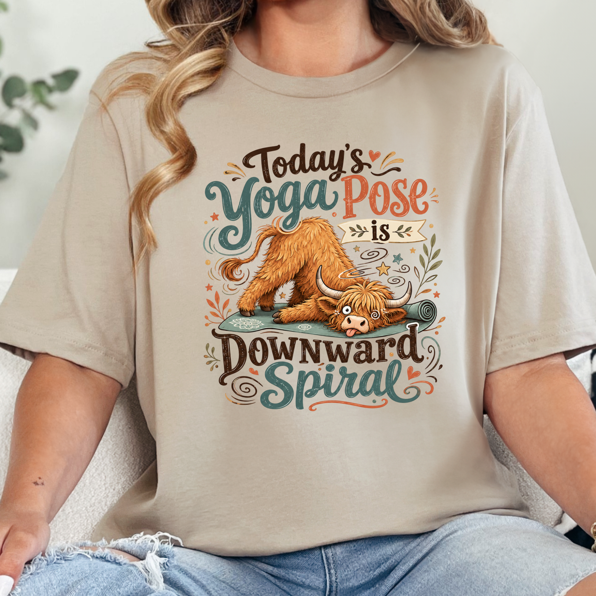 Wholesale Downward Spiral Graphic Tee - Tan