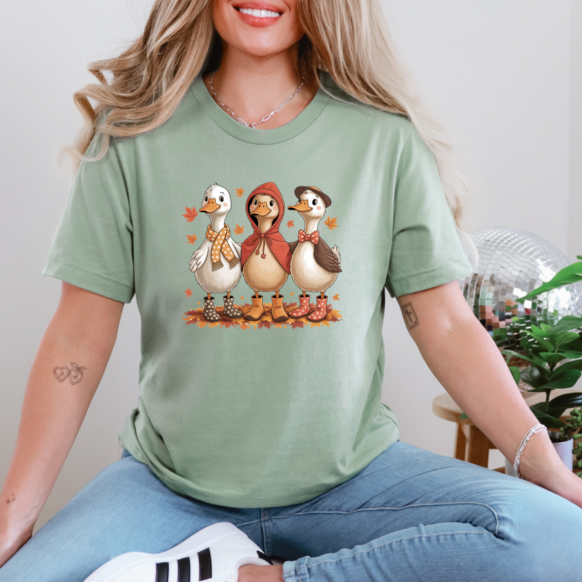 Wholesale Fall Geese Graphic Tee - Sage Tee
