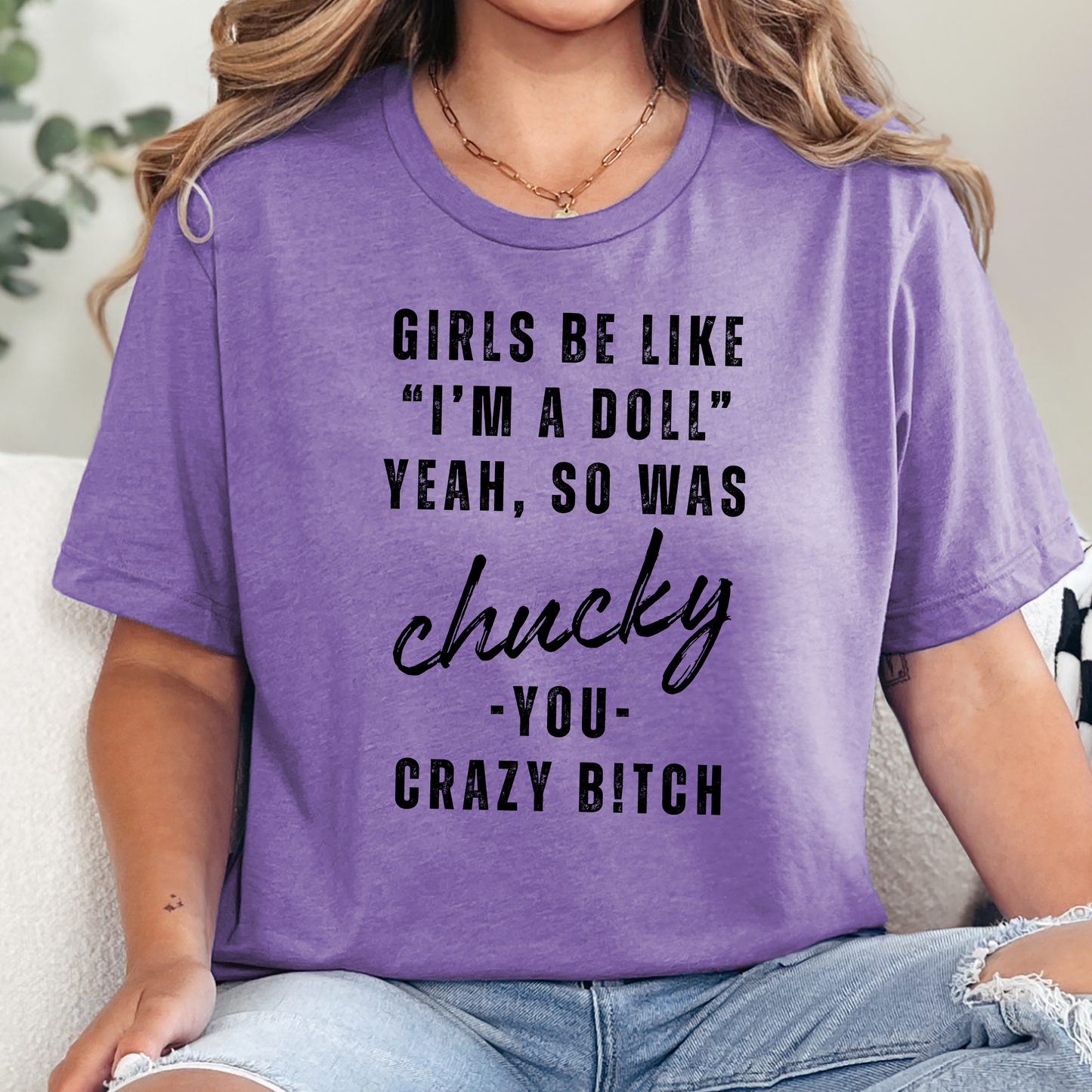 Wholesale I'm A Doll Graphic Tee - Heather Team Purple