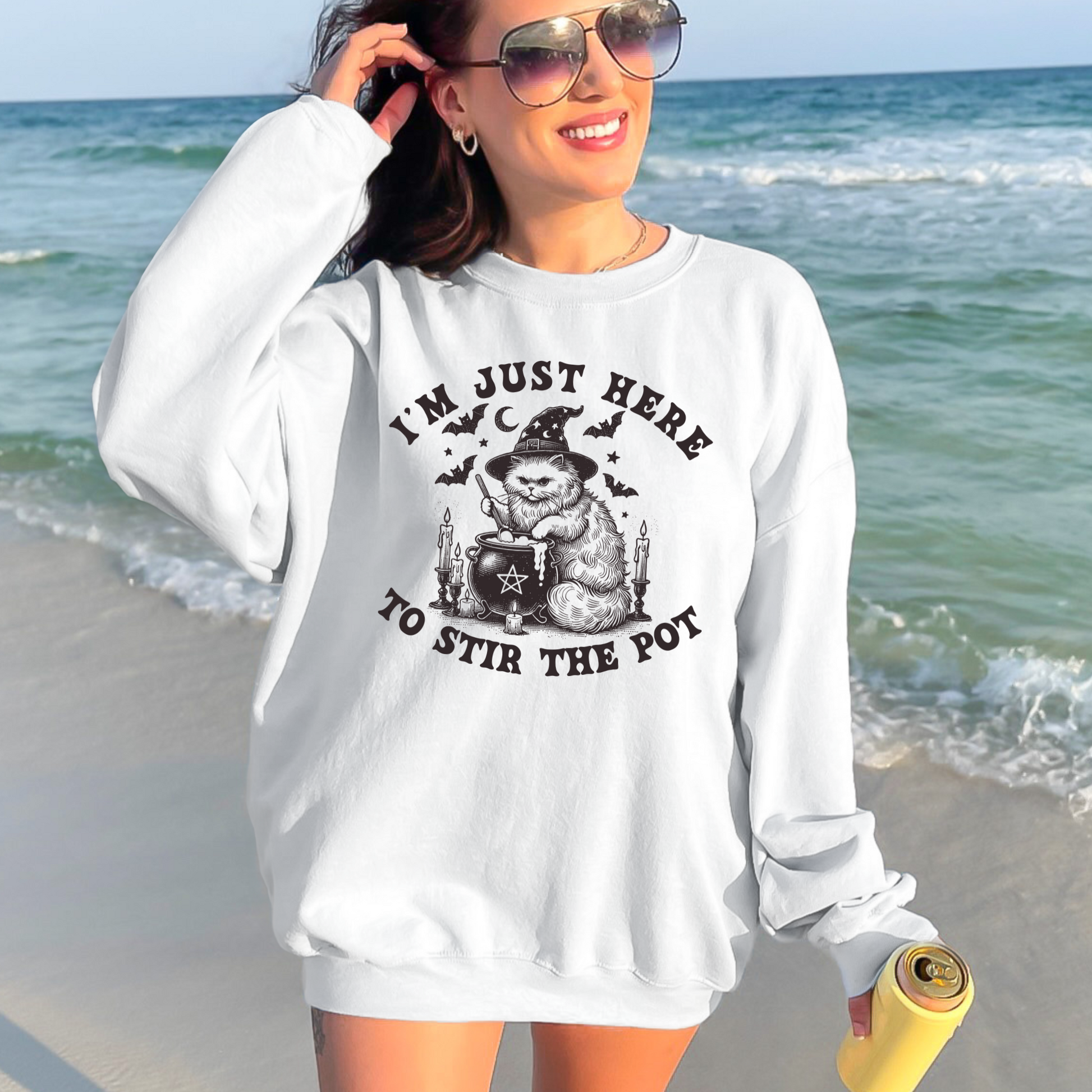 Wholesale Here to Stir the Pot Sweatshirt - White Sweatshirt