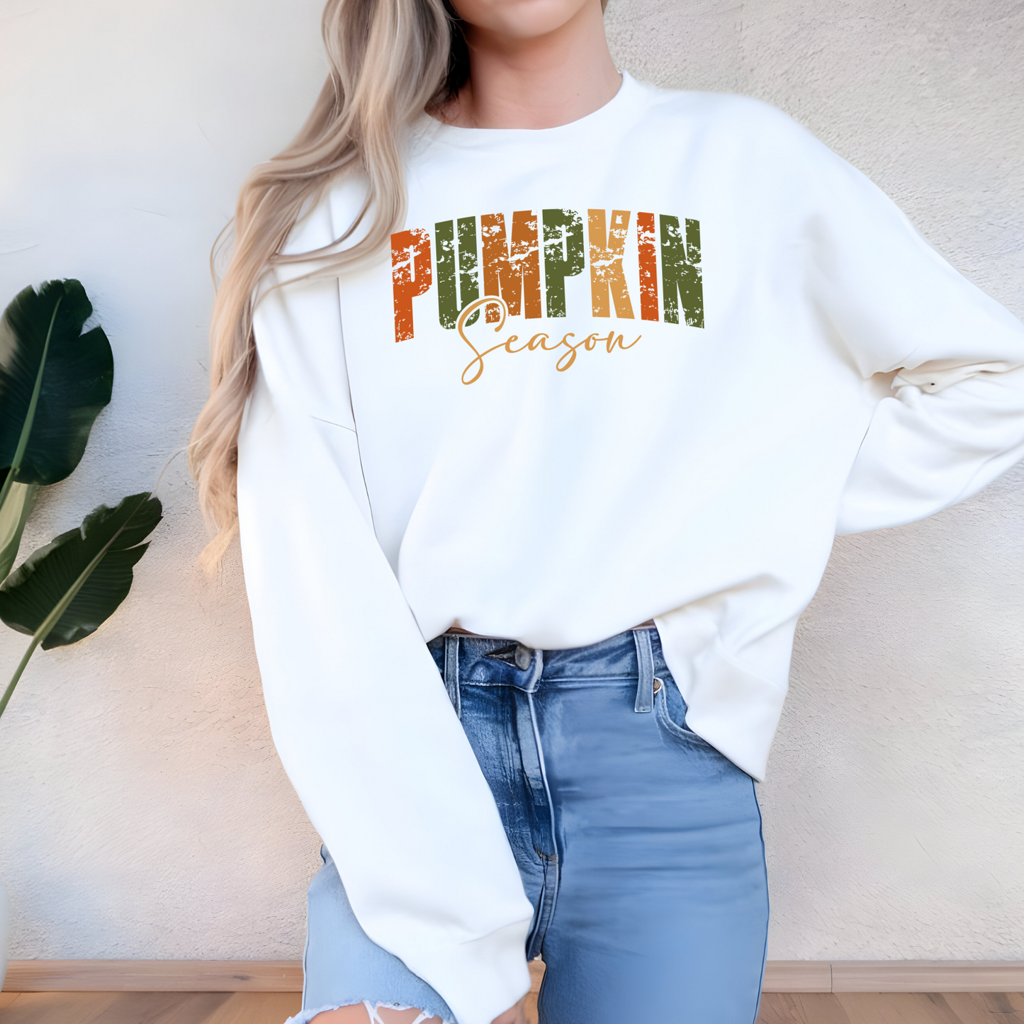 Wholesale Pumpkin Season Words Sweatshirt - White Sweatshirt
