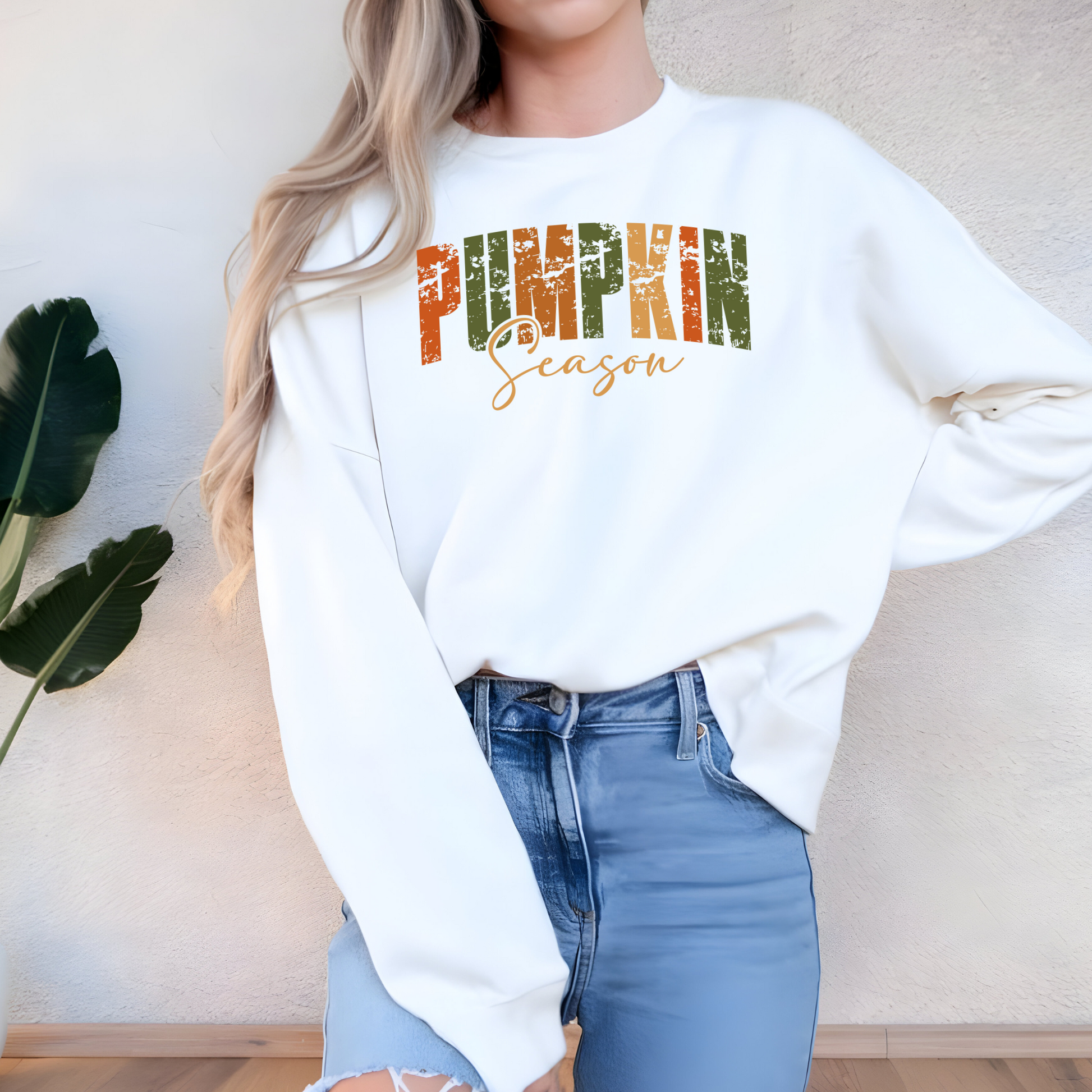 Wholesale Pumpkin Season Words Sweatshirt - White Sweatshirt