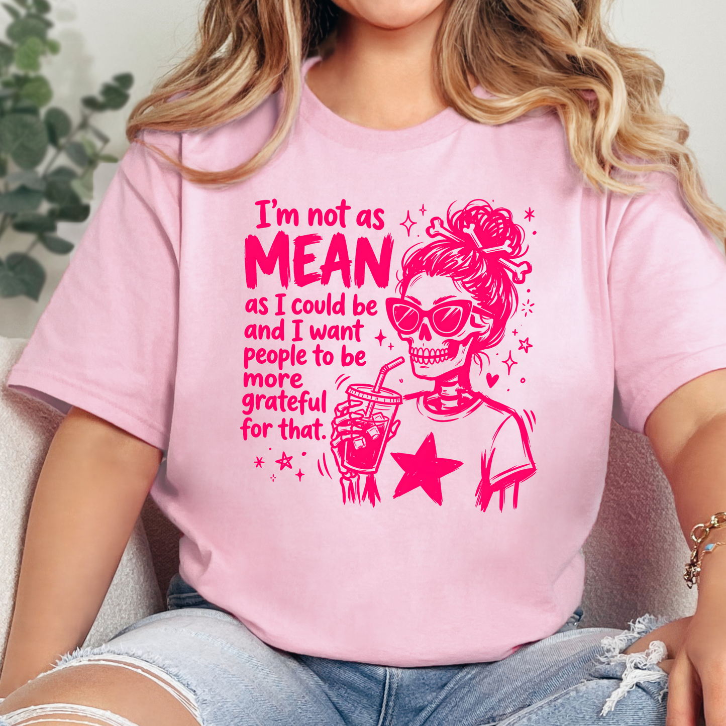 Wholesale I'm not as Mean Graphic Tee - Pink
