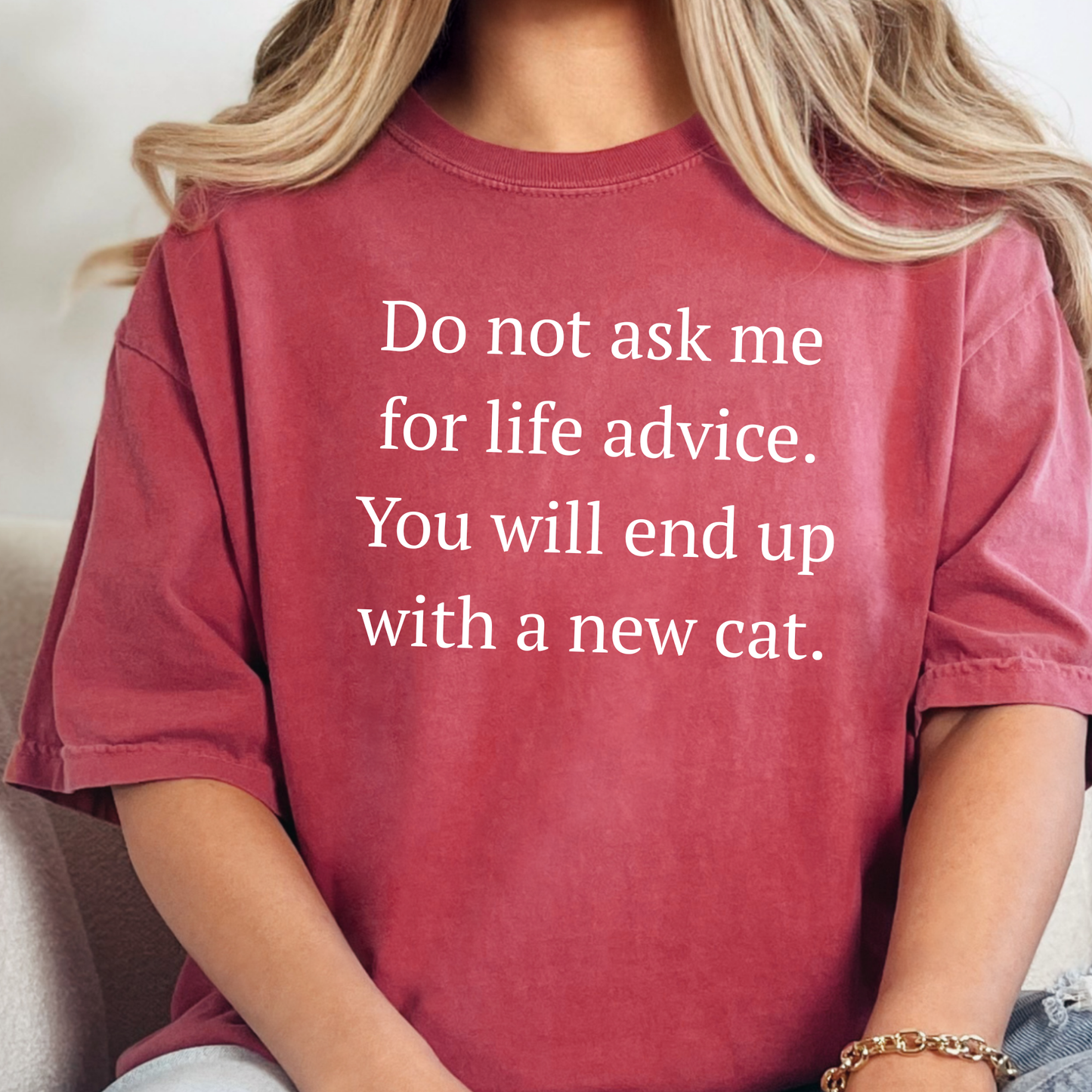 Wholesale Life Advice, New Cat Graphic Tee - Crimson