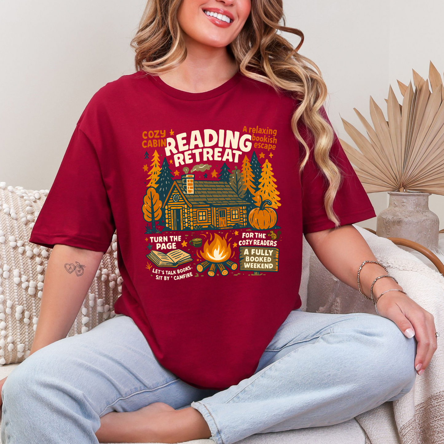 Wholesale Reading Retreat Graphic Tee - Cardinal Red Tee