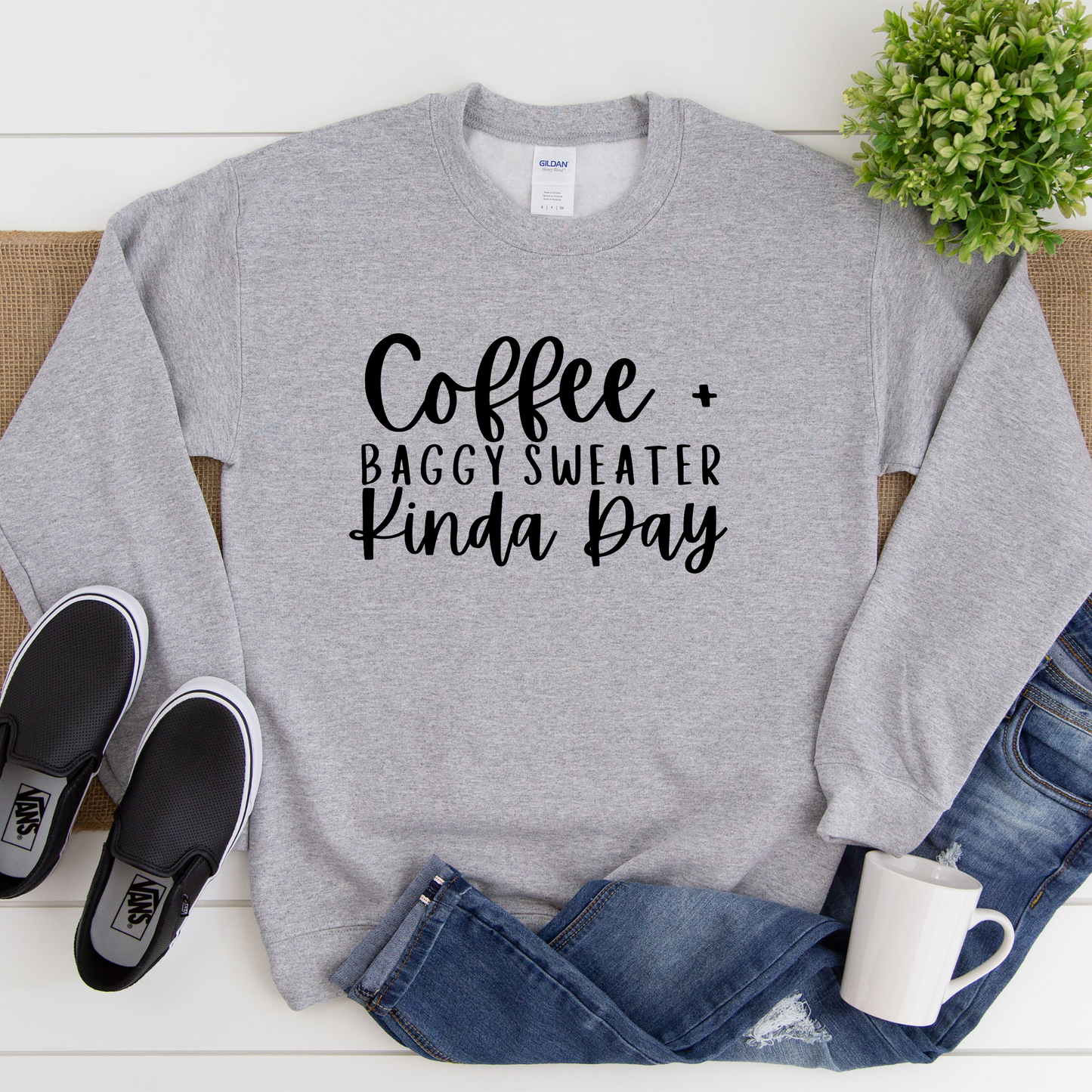 Wholesale Coffee & Baggy Sweater - Grey Sweatshirt