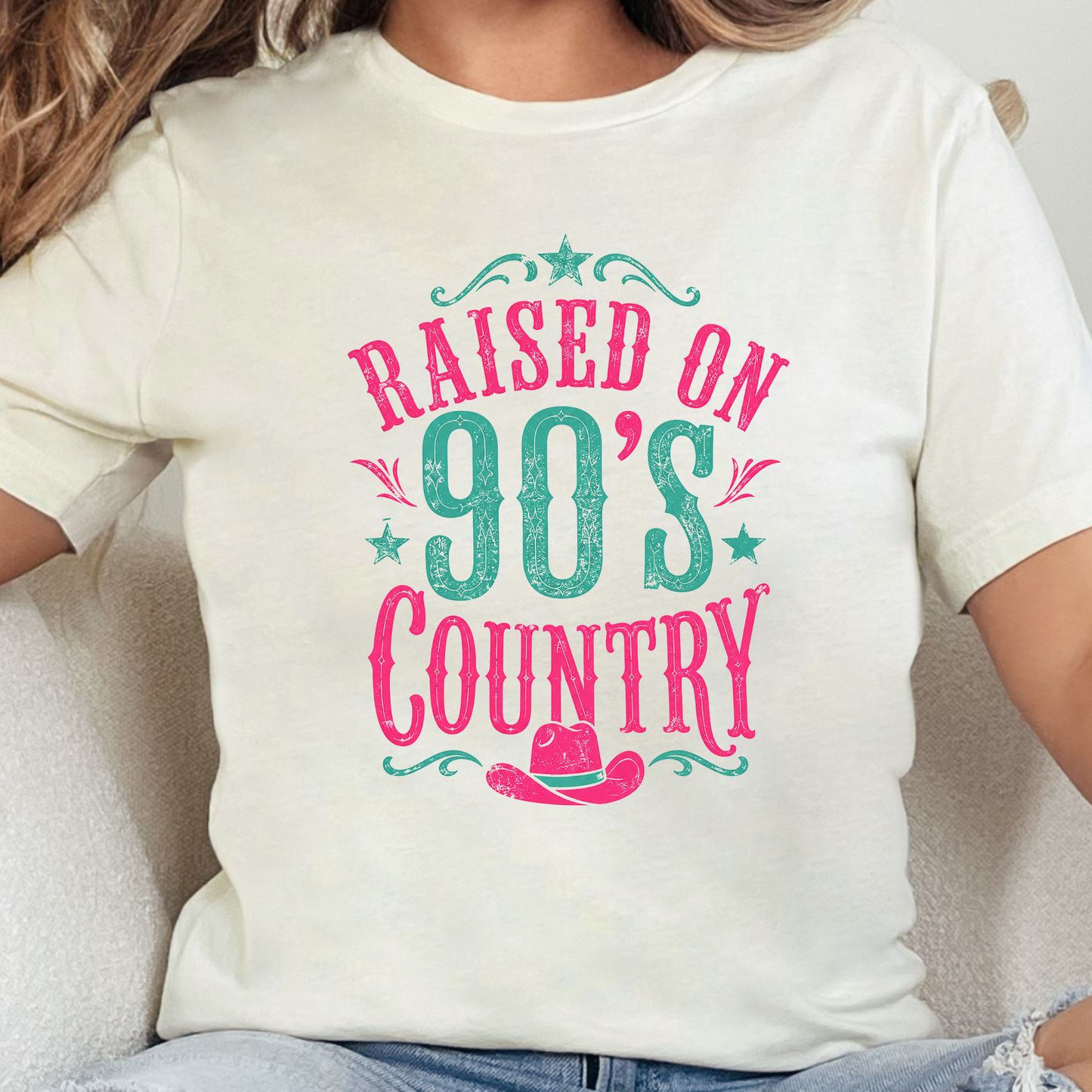 Wholesale Raised on 90s Country Graphic Tee - Natural