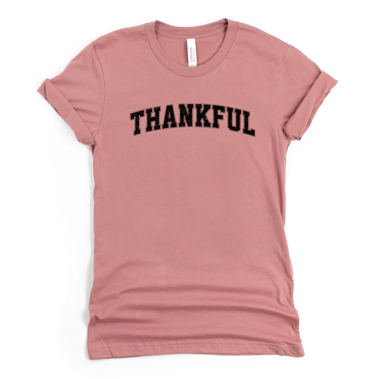 Wholesale Varsity Thankful Graphic Tee - Mauve Tee