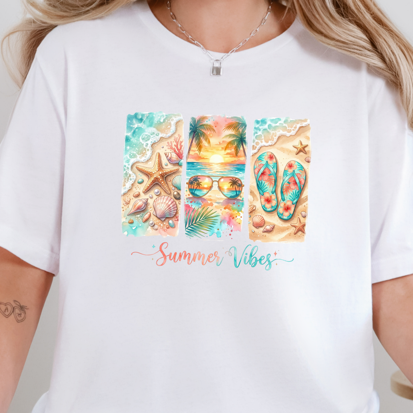 Wholesale Summer Vibes Beach Graphic Tee - White