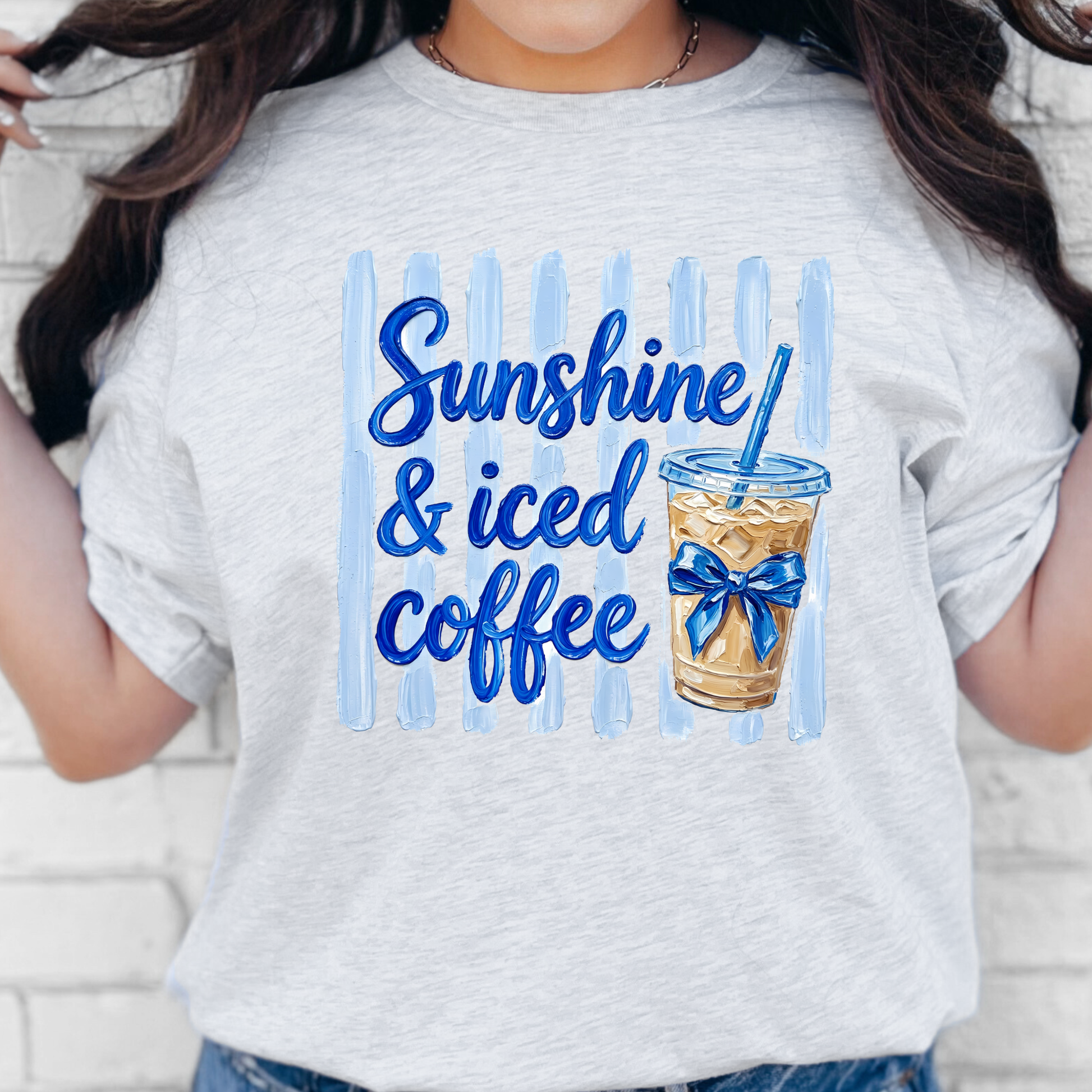 Wholesale Sunshine & Iced Coffee Graphic Tee - Ash Tee