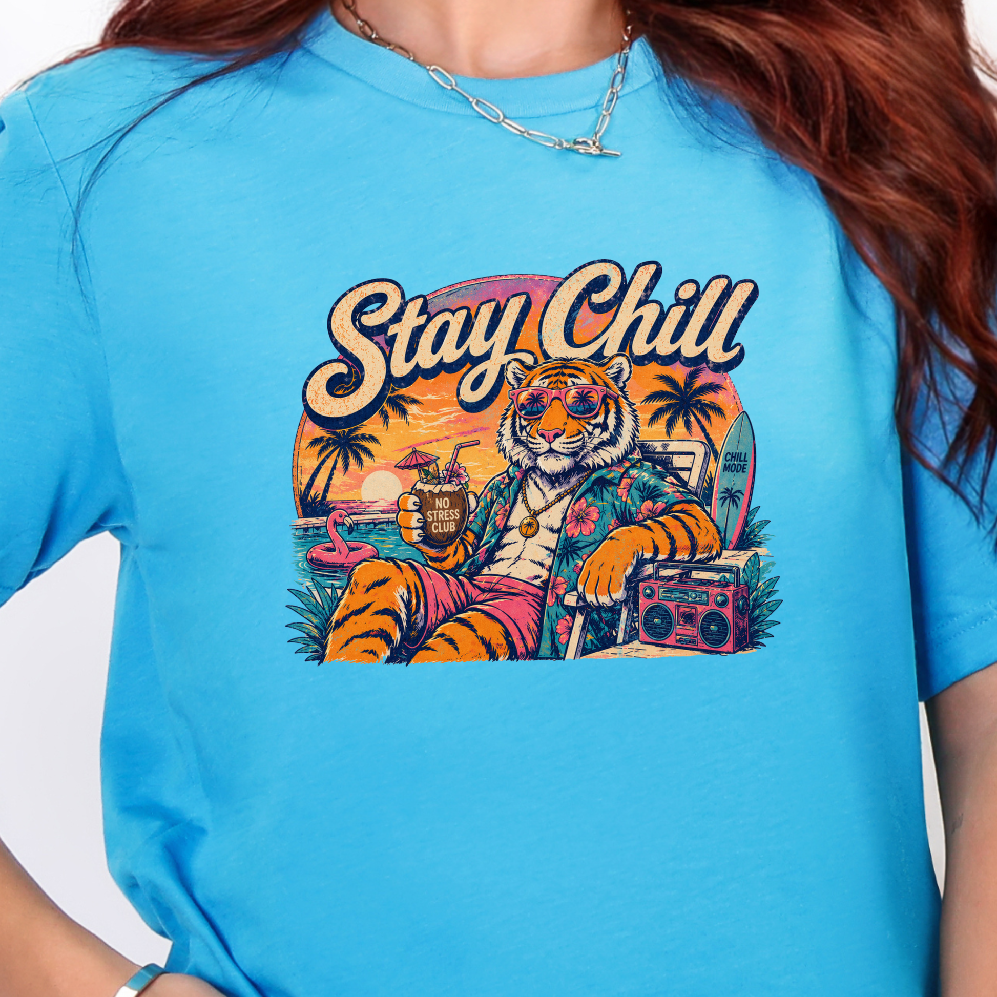 Wholesale Stay Chill Graphic Tee - Heather Aqua Tee