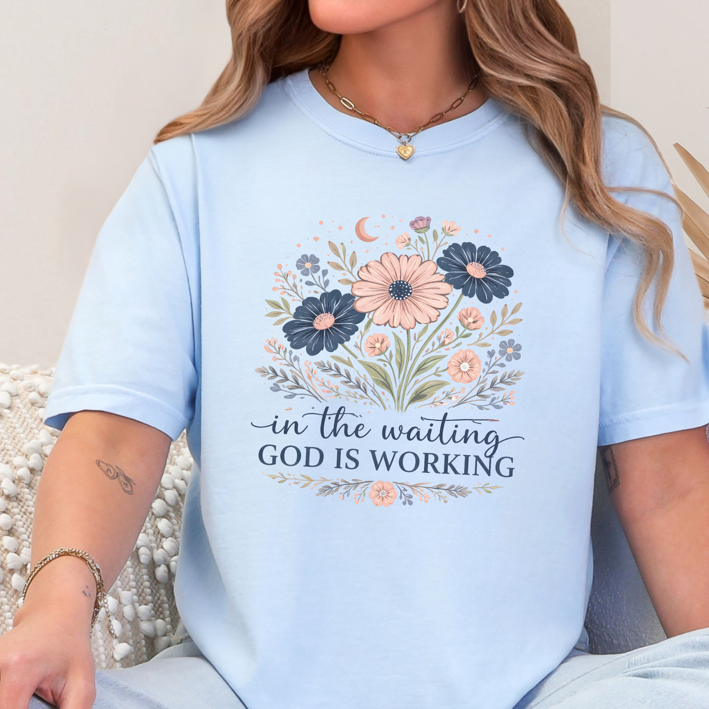 Wholesale Floral God Is Waiting Graphic Tee - Hydrangea