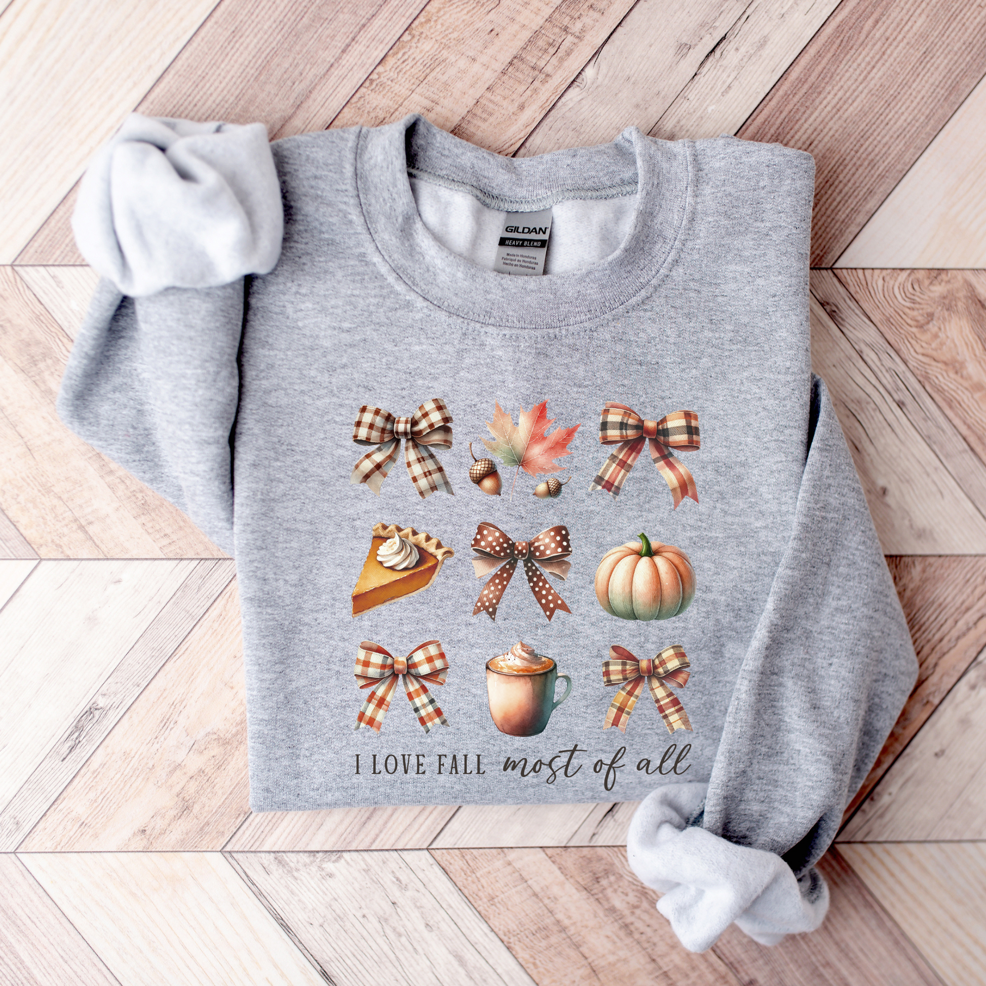 Wholesale I love Fall - Grey Sweatshirt