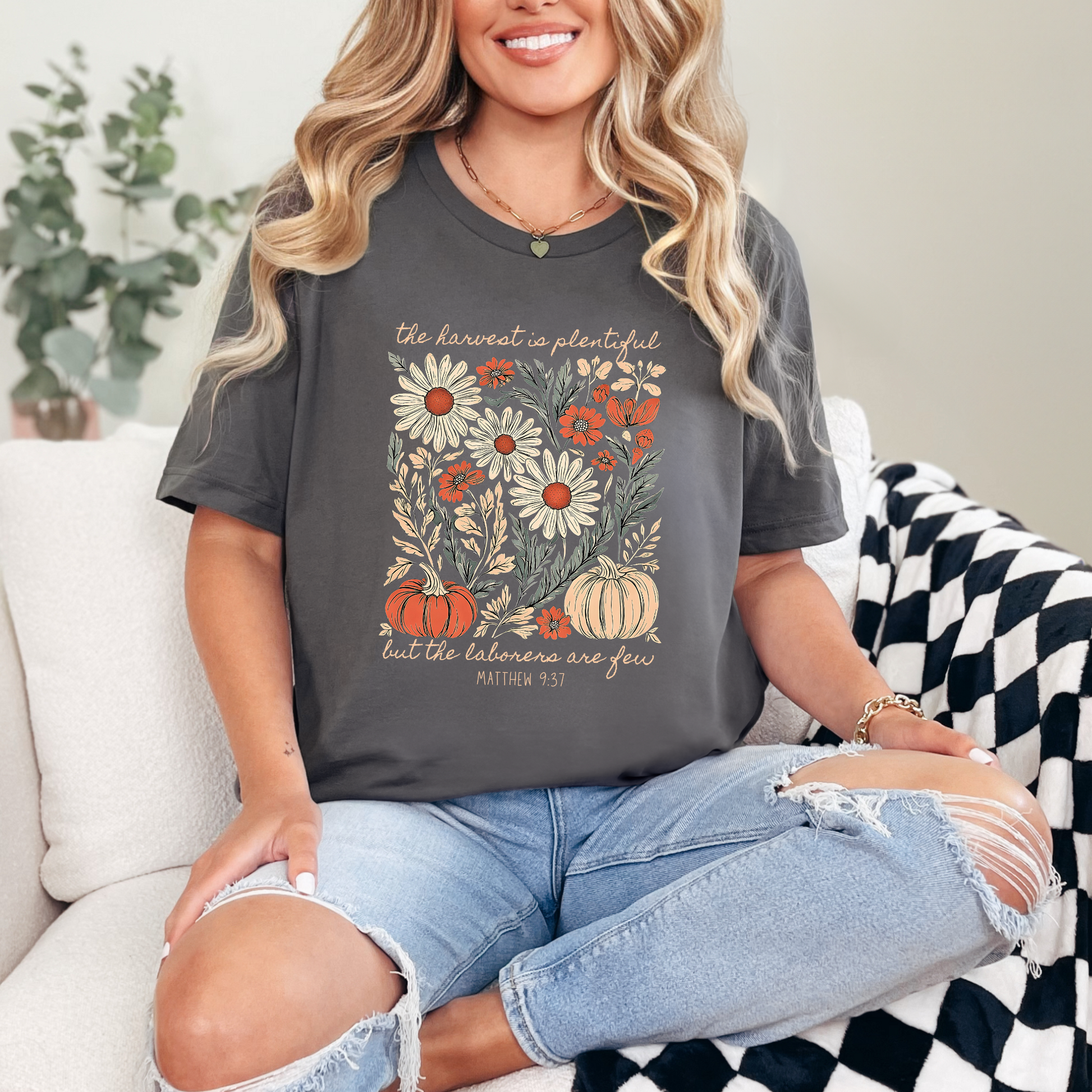 Wholesale The Harvest is Plentiful Graphic Tee - Asphalt Tee