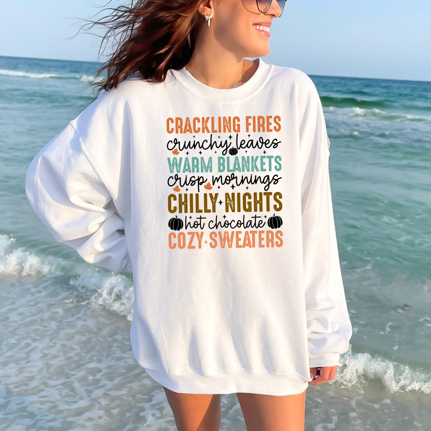 Wholesale Crackling Fires and Cozy Sweaters Sweatshirt - White Sweatshirt