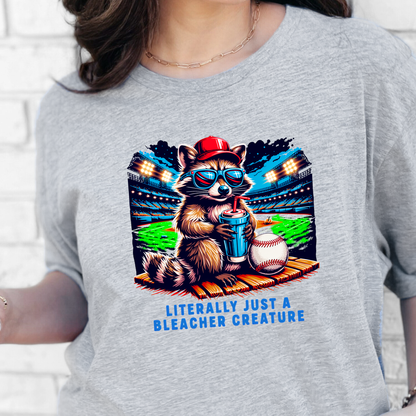 Wholesale Raccoon Bleacher Creature Graphic Tee - Grey Tee