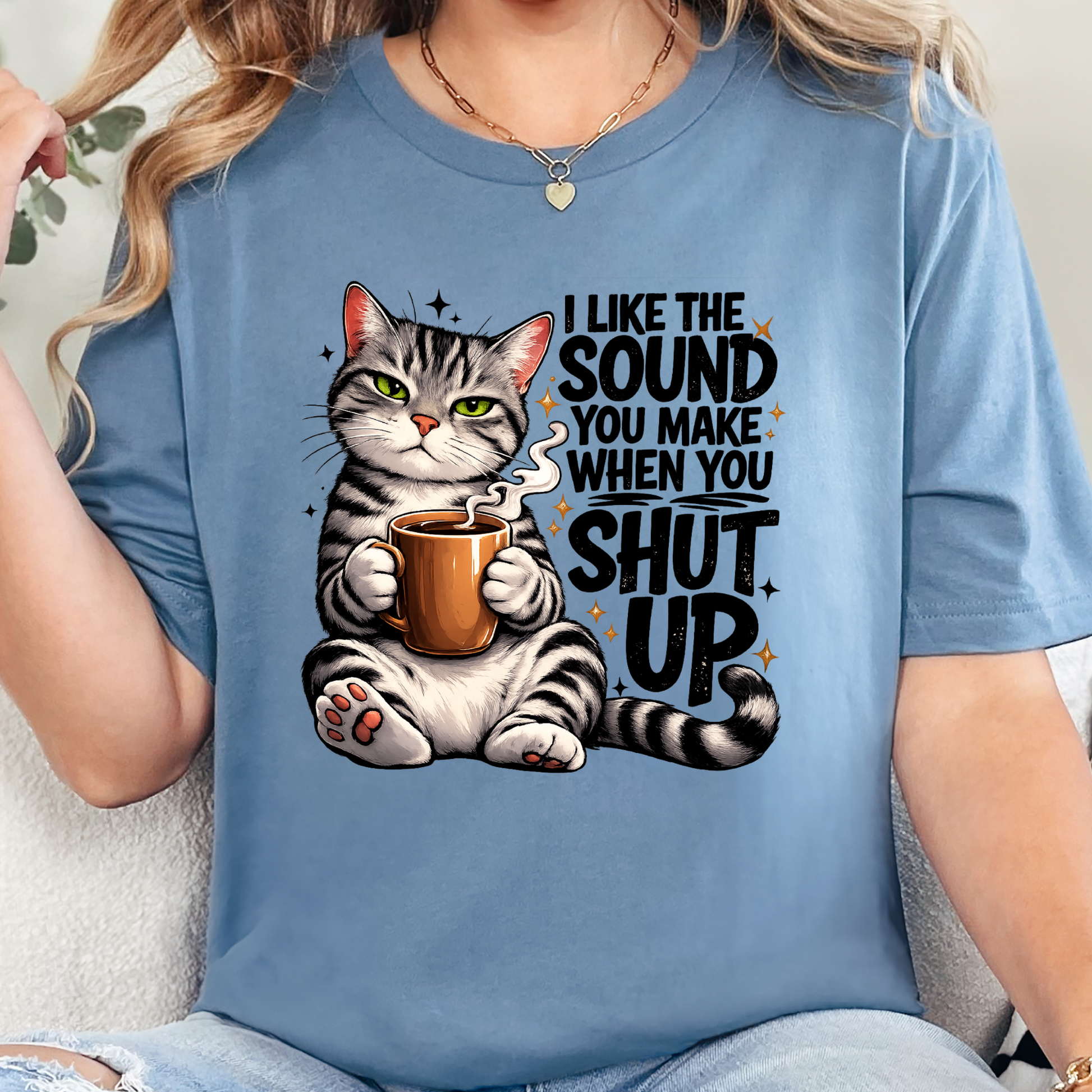 Wholesale I Like The Sound Graphic Tee- Steel Blue