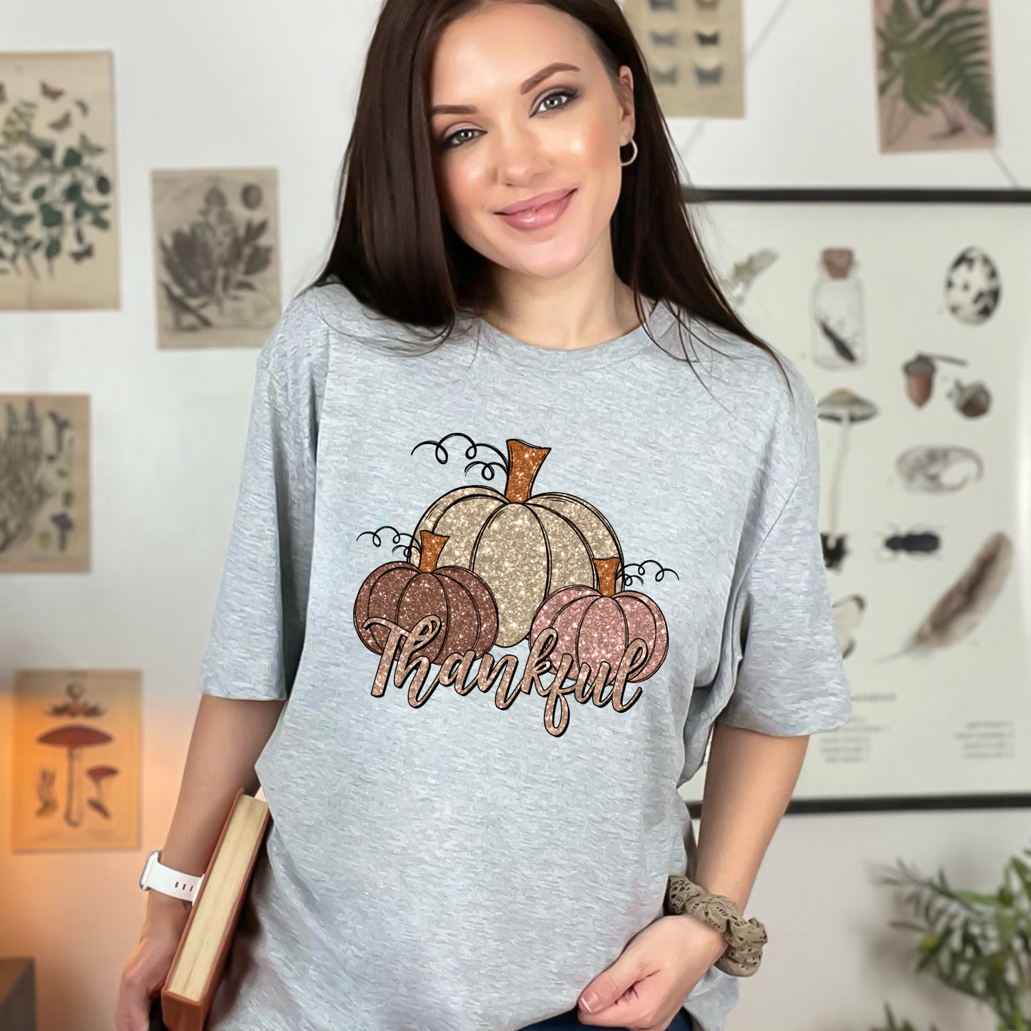 Wholesale Thankful Bling Graphic Tee - Sand Sweatshirt