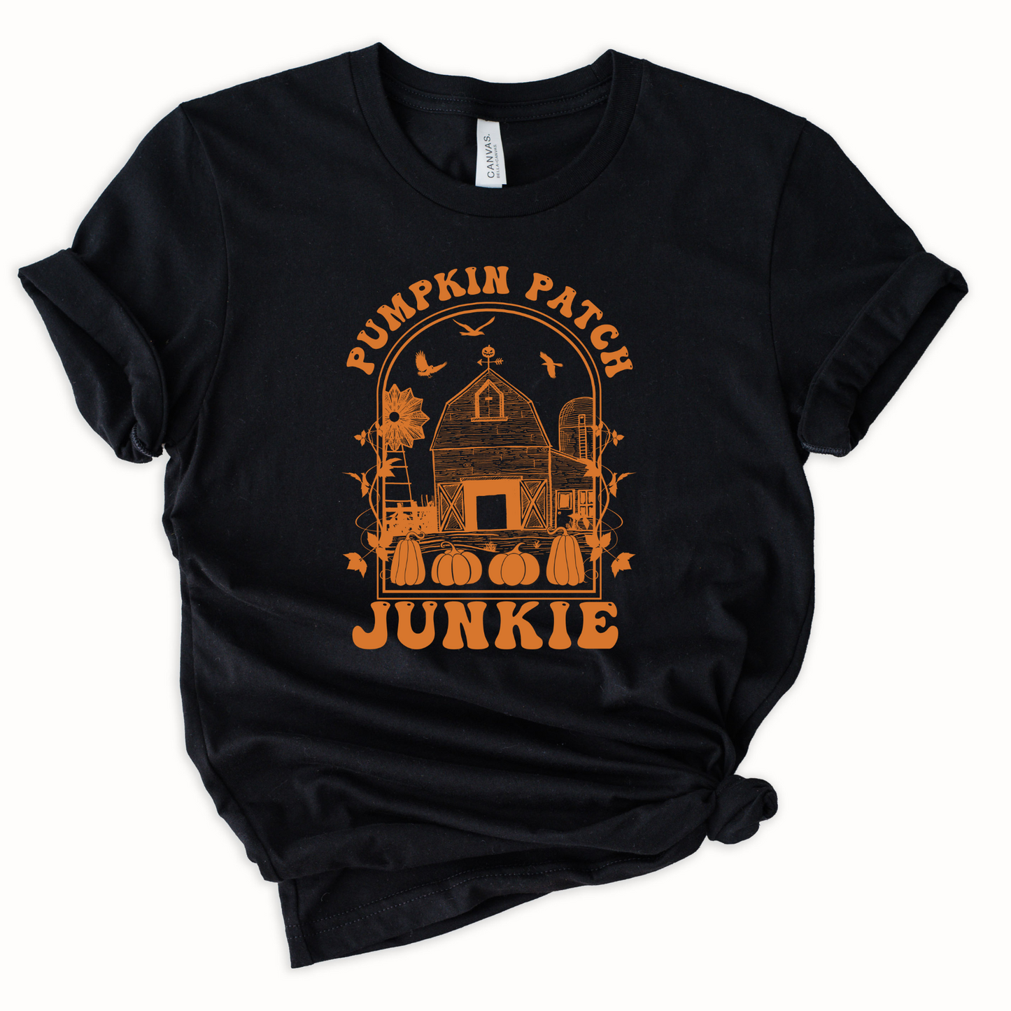 Wholesale Pumpkin Patch Junkie Graphic Tee - Black Sweatshirt