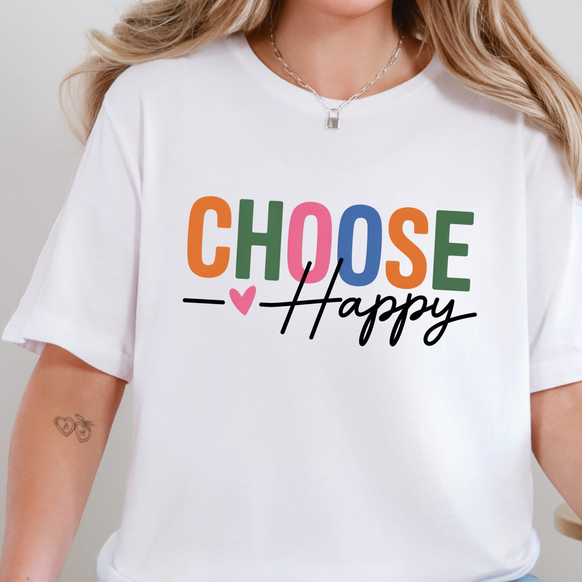 Wholesale Choose Happy Graphic Tee - White