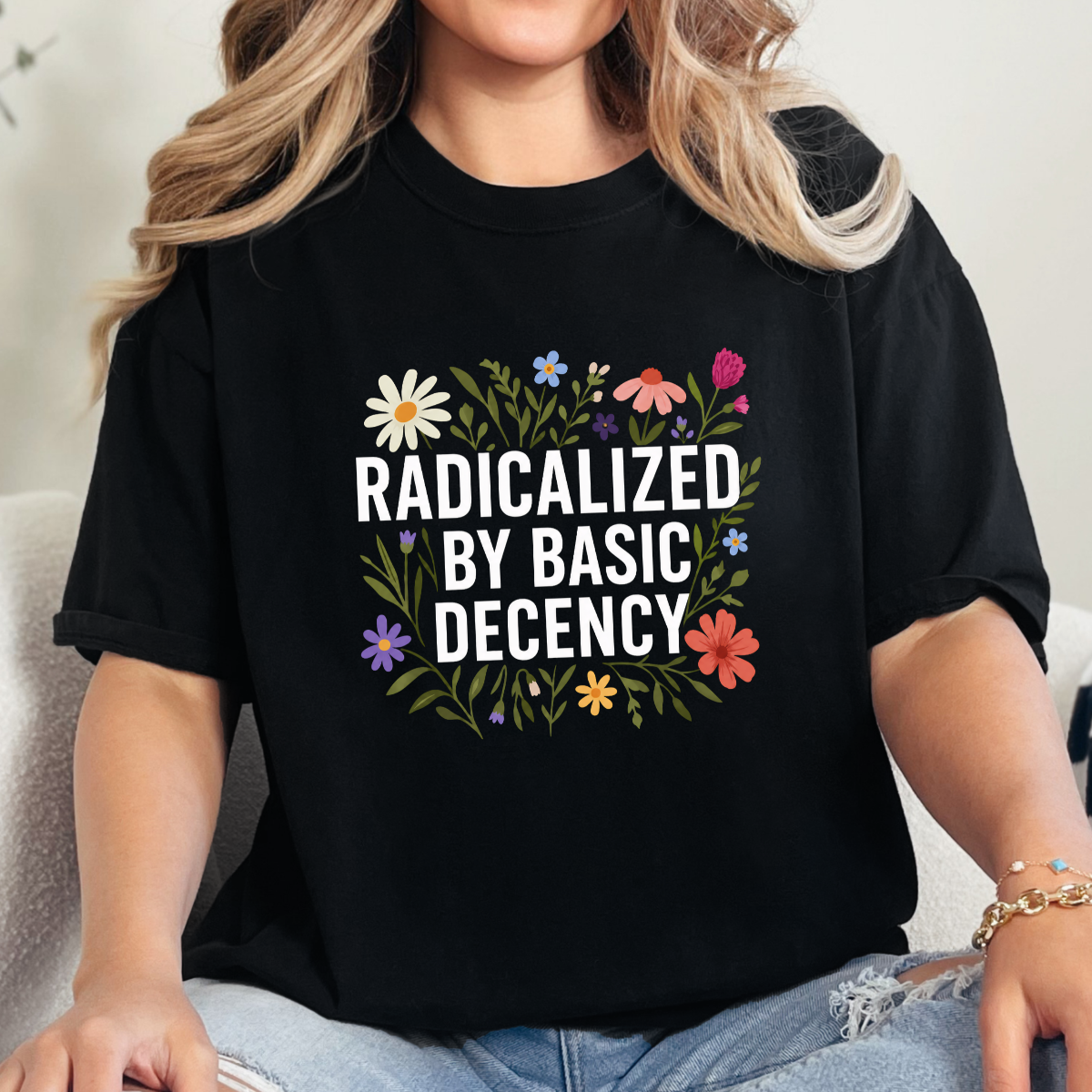 Wholesale Radicalized by Basic Decency Graphic Tee - Black Tee
