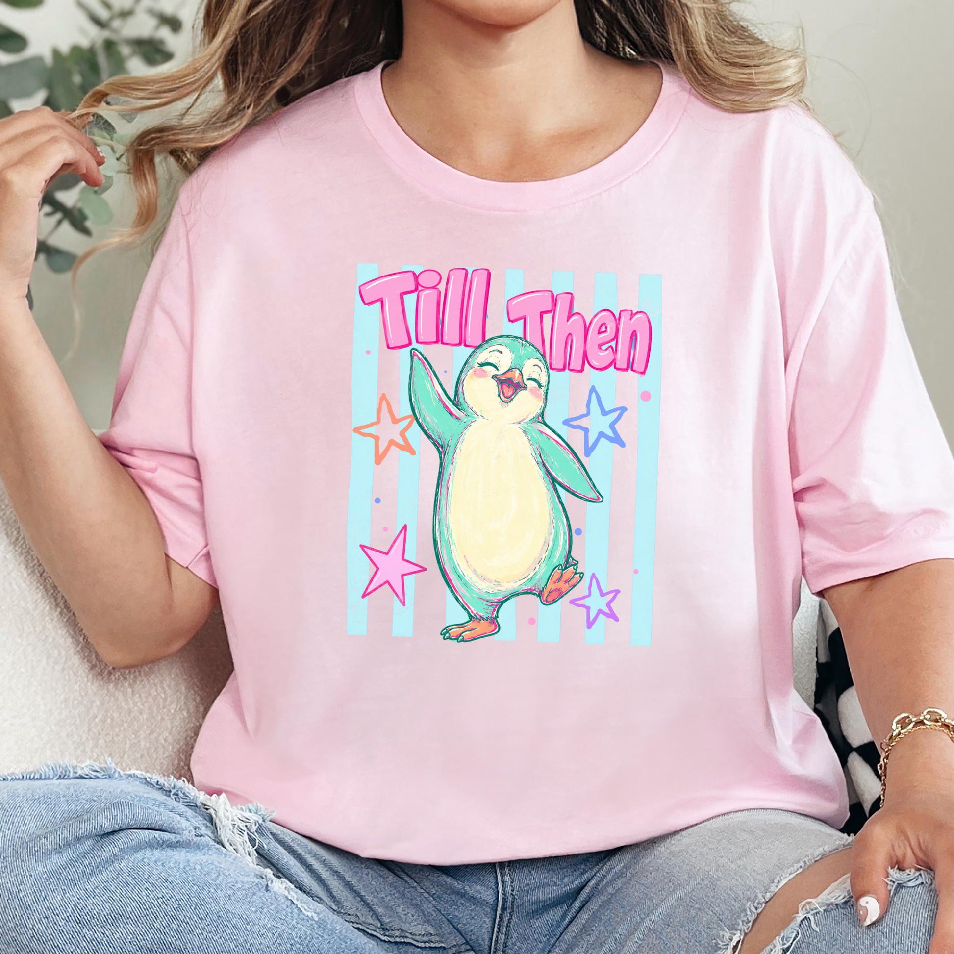 Wholesale Penguin Till Then Graphic Tee - Soft Pink